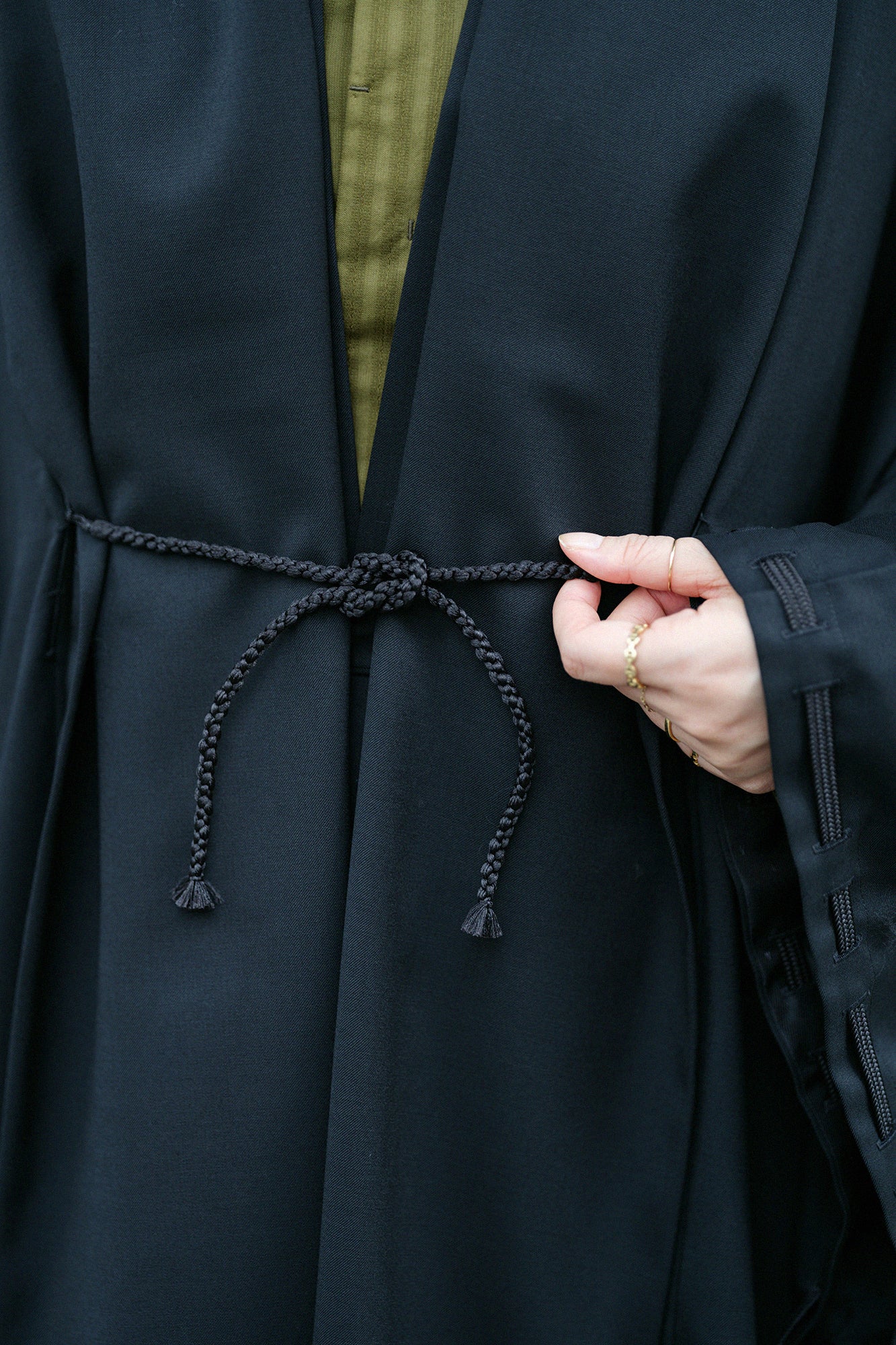 42雙線梳毛宮中袖外套單層/黑色