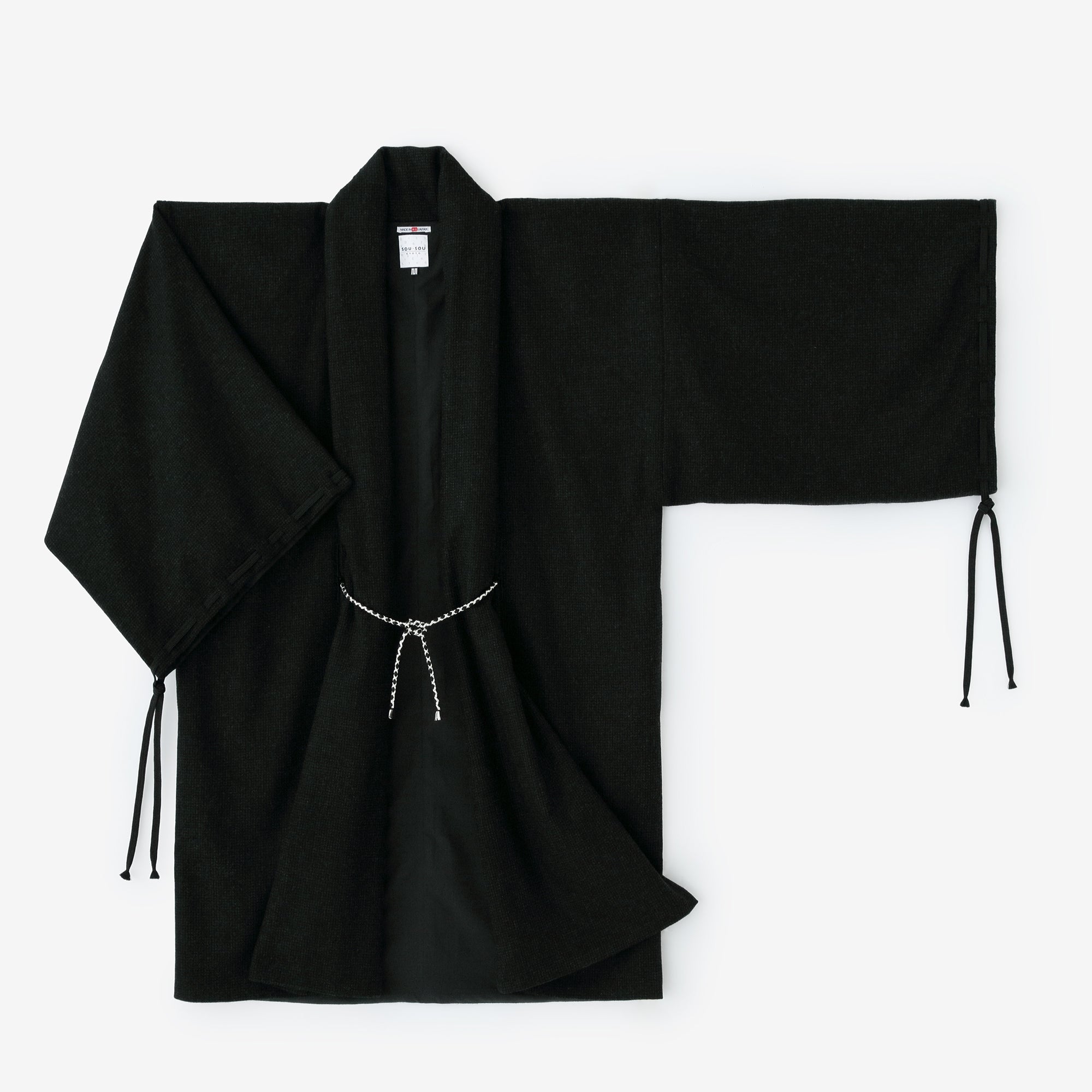 尾州粗花呢 宮中袖外套 中長 附裡襯/濃墨色