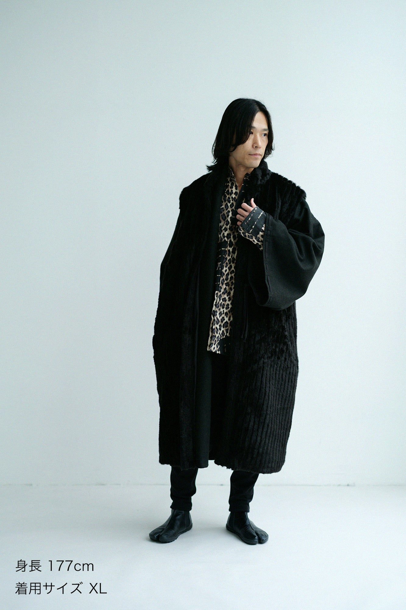 尾州粗花呢 宮中袖外套 中長 附裡襯/深棕色