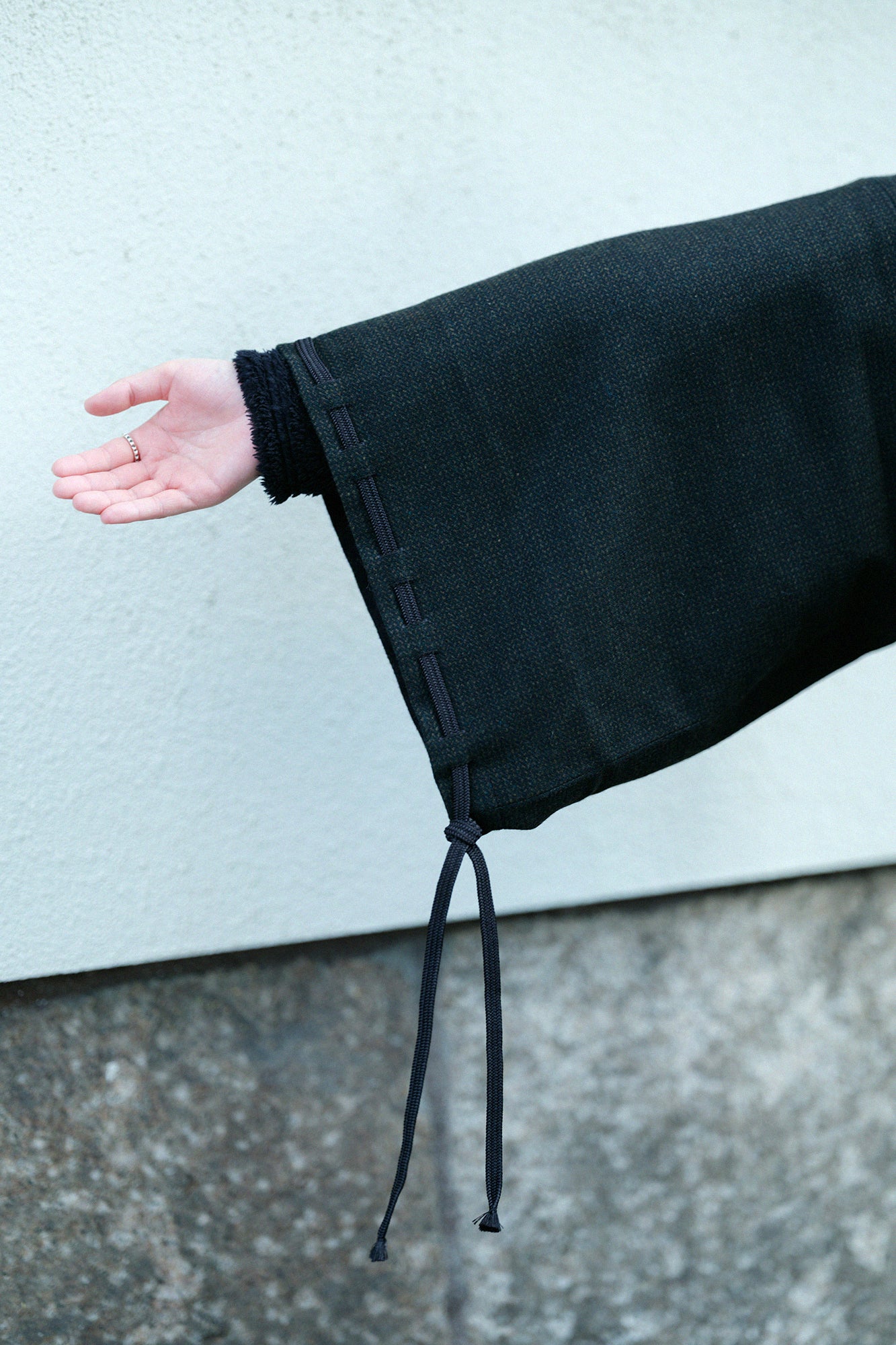 尾州粗花呢 宮中袖外套 中長 附裡襯/深棕色