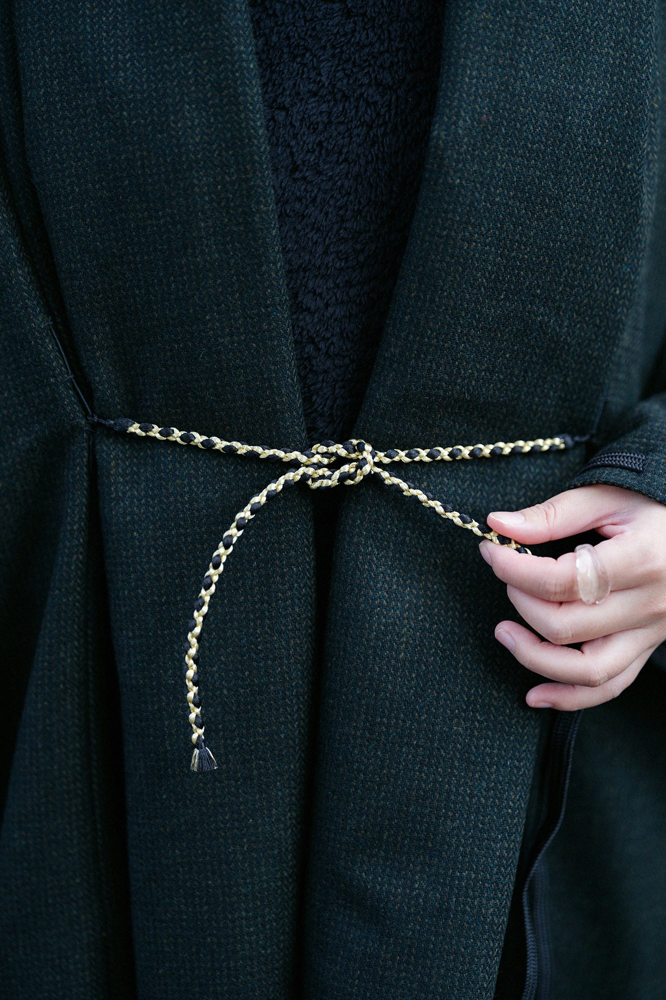 尾州粗花呢 宮中袖外套 中長 附裡襯/深棕色