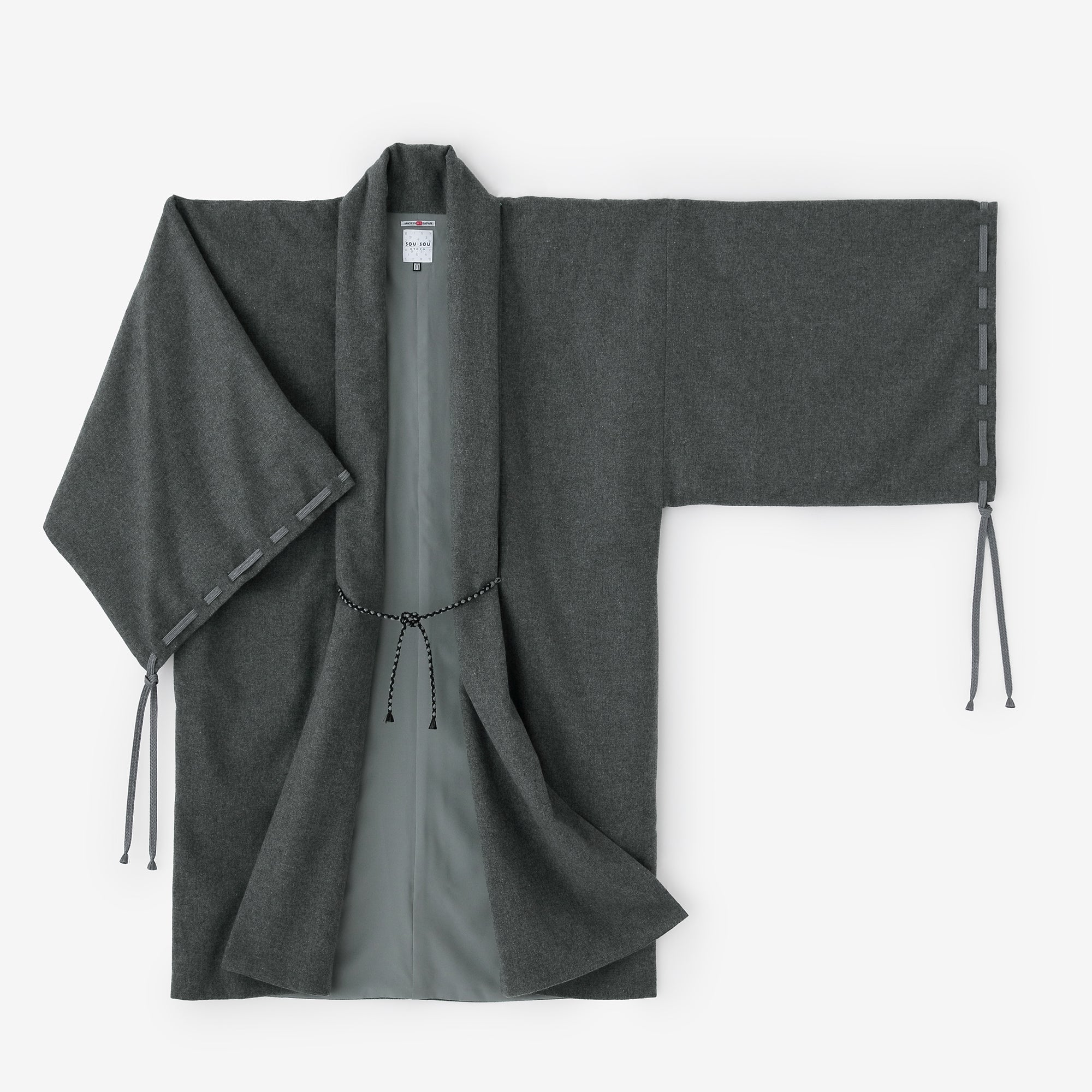 尾州粗花呢 宮中袖外套 中長 附裡襯/淡灰色