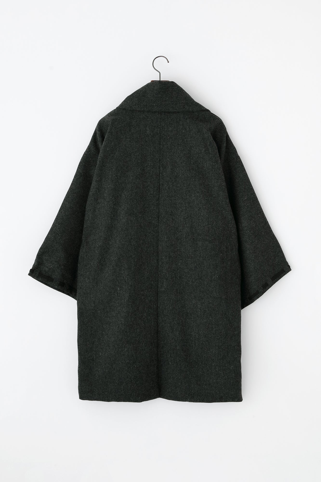 尾州粗花呢 宮中袖外套 中長 附裡襯/灰炭色