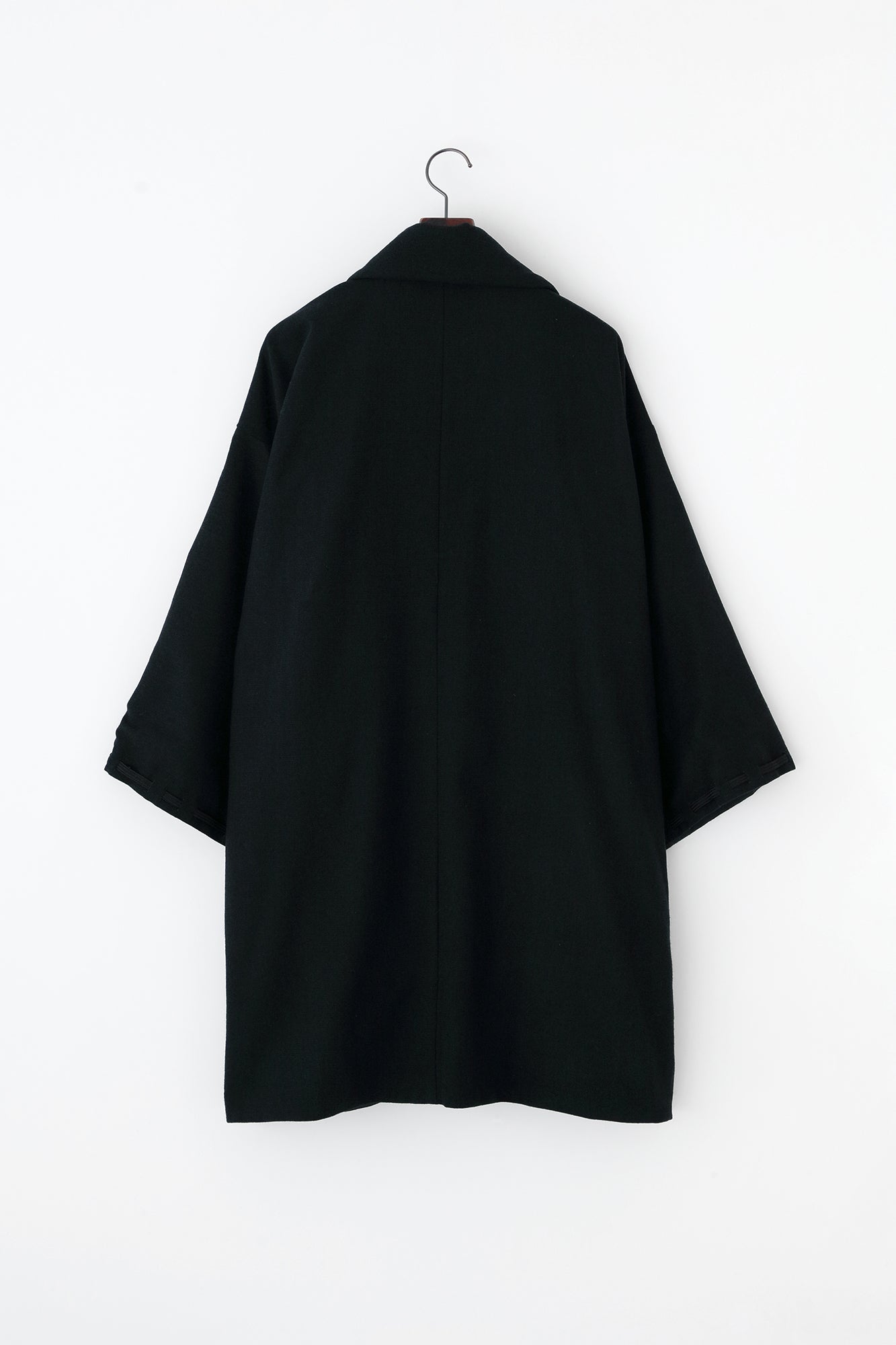 Bishu Tweed Rectangular Sleeve Coat Mid-length Single Layer / Dark Navy