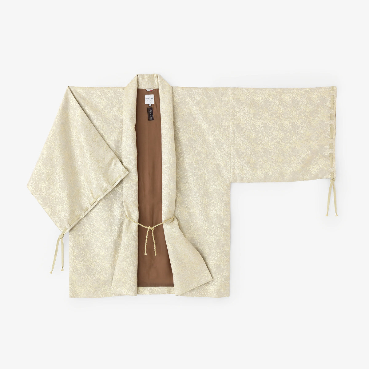 Jacquard Rectangular Sleeve Short Coat with Lining/Gold