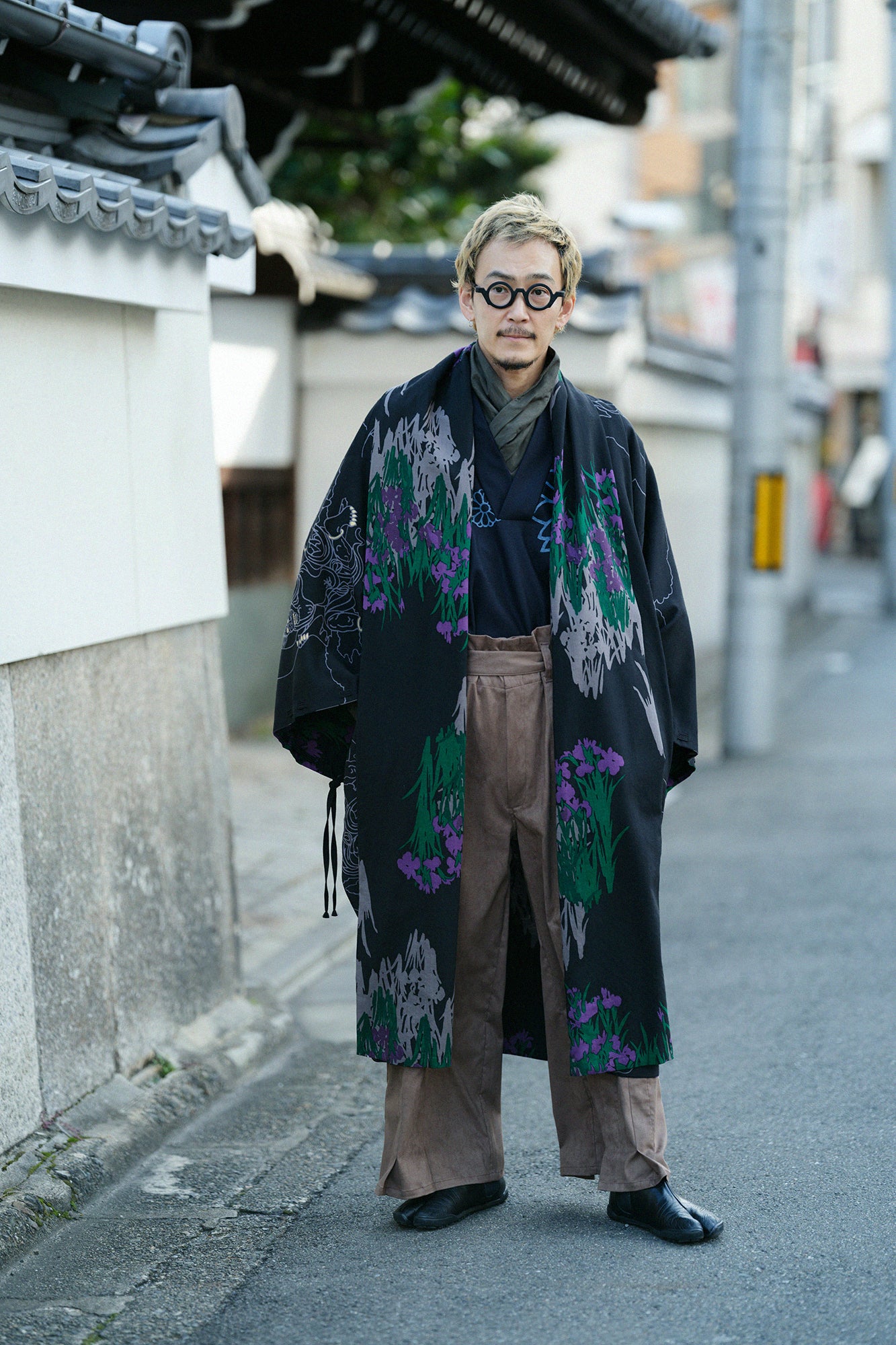 モスリン 宮中袖(きゅうちゅうそで) 可逆(かぎゃく)/風神雷神(ふうじんらいじん)×光琳(こうりん) 燕子花図屏風(かきつばたずびょうぶ) 写し(うつし)