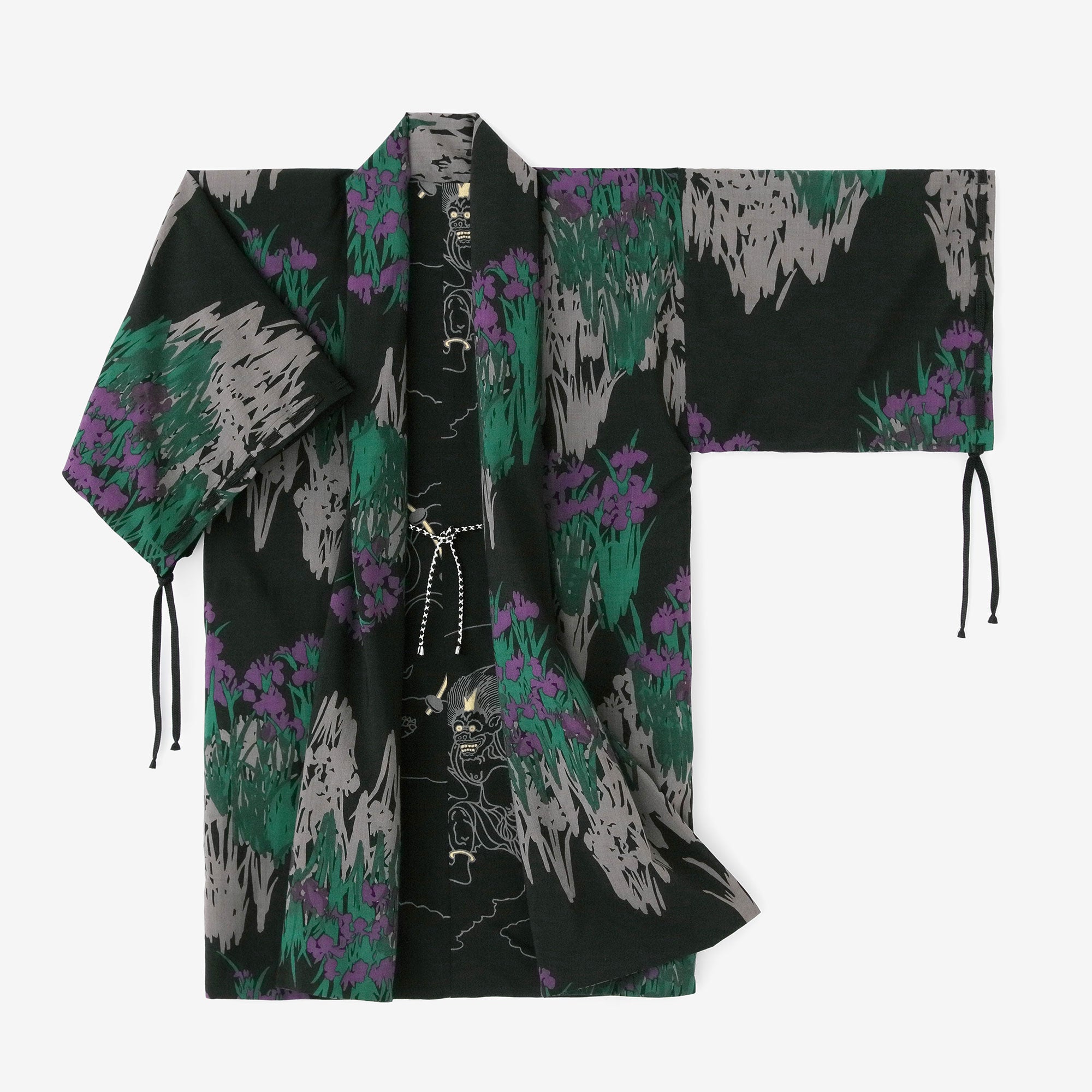 モスリン 宮中袖(きゅうちゅうそで) 可逆(かぎゃく)/風神雷神(ふうじんらいじん)×光琳(こうりん) 燕子花図屏風(かきつばたずびょうぶ) 写し(うつし)