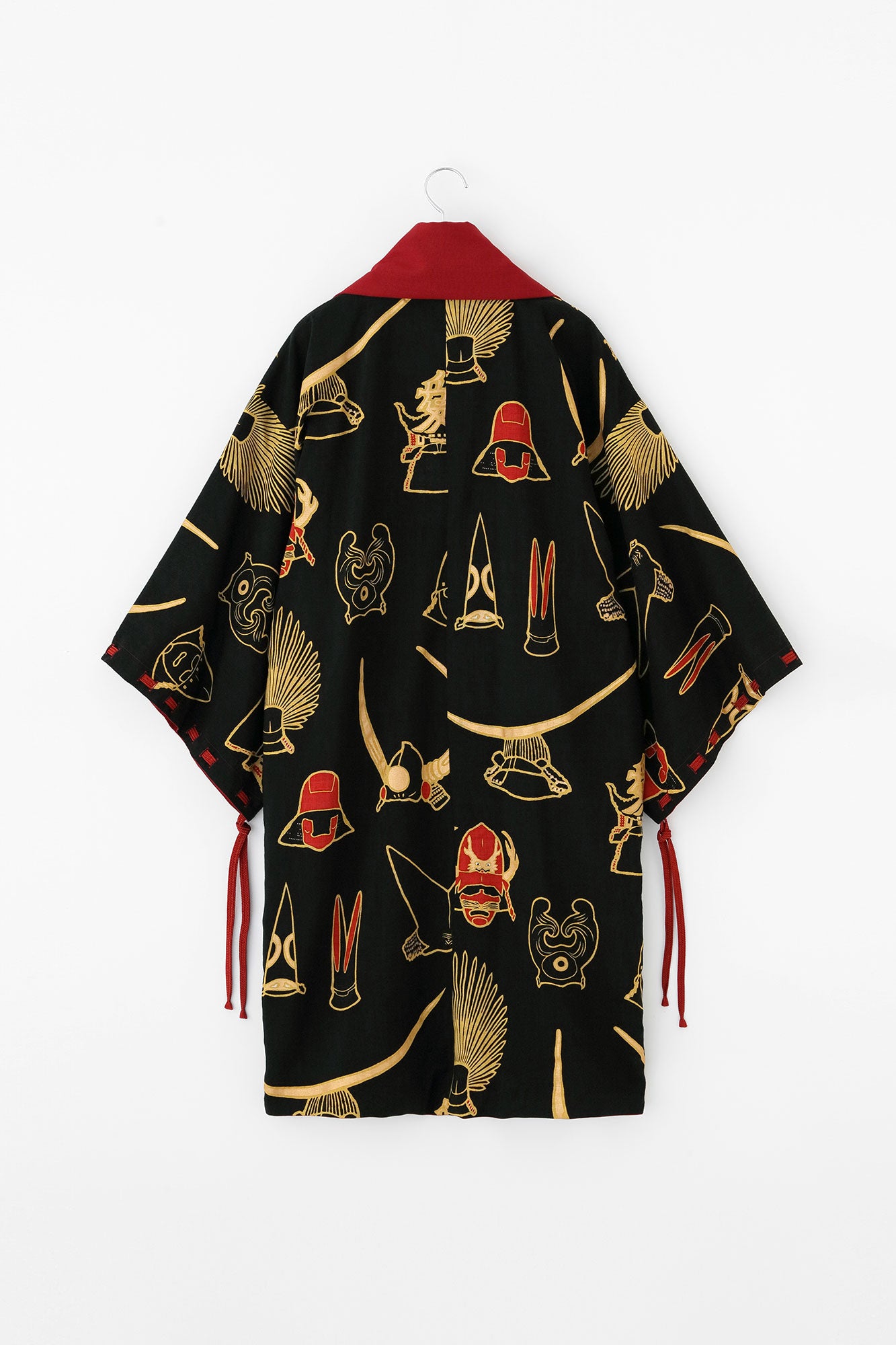 モスリン 宮中袖(きゅうちゅうそで) 可逆(かぎゃく)/臙脂色(えんじいろ)×兜(かぶと)