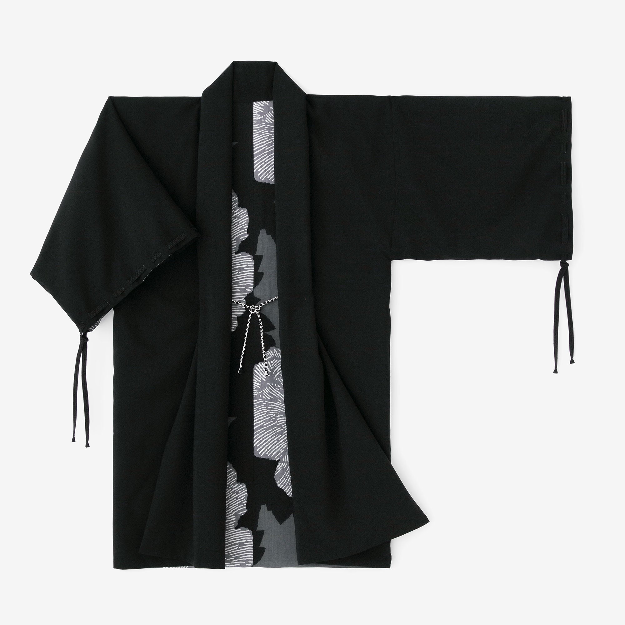 Combed Yarn×Muslin Wool Rectangular Sleeve Coat Reversible / Black×Peony