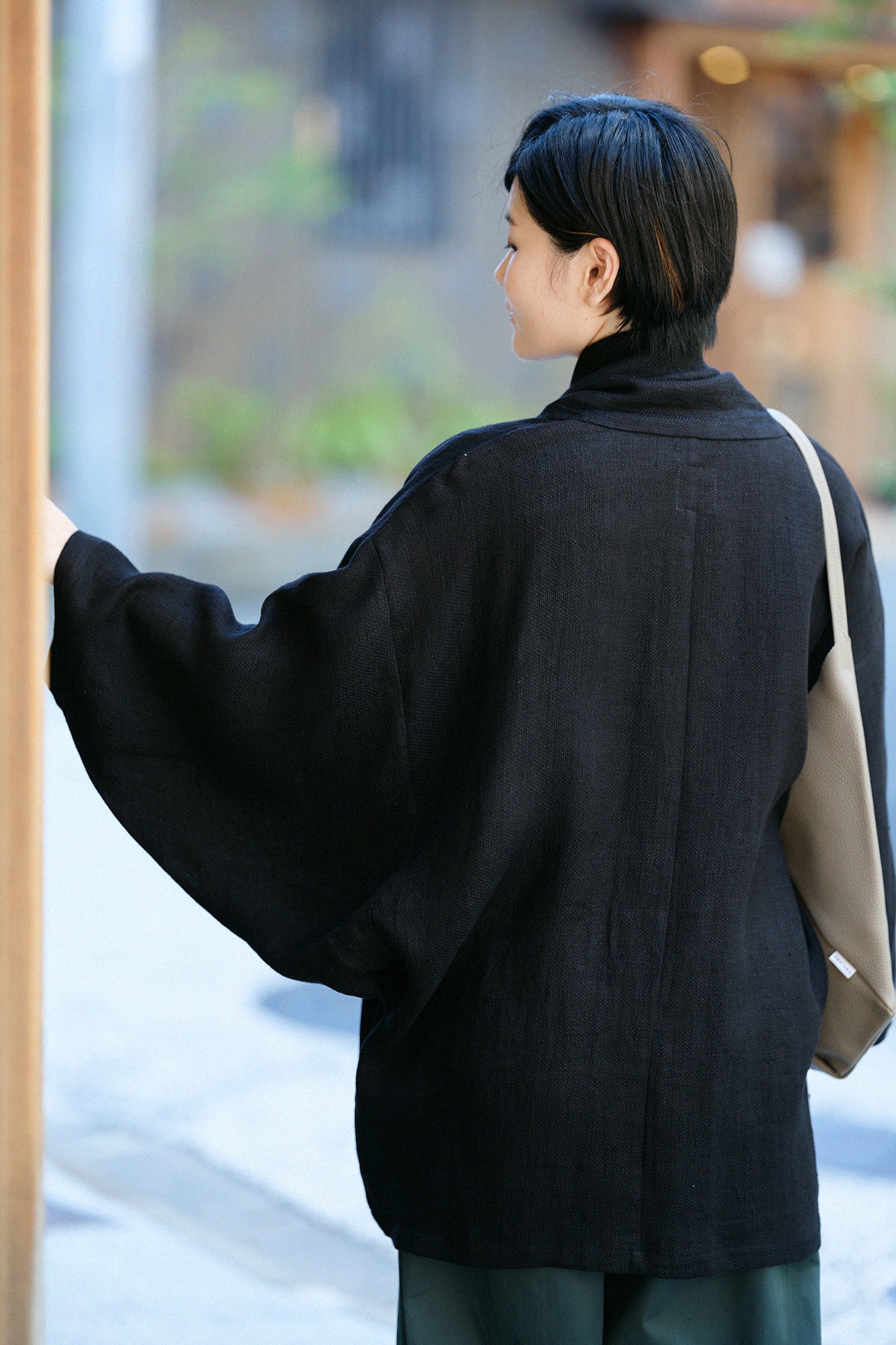 마 스트레치청 모지리소대 짧은길이 단일 (히토)/검은색