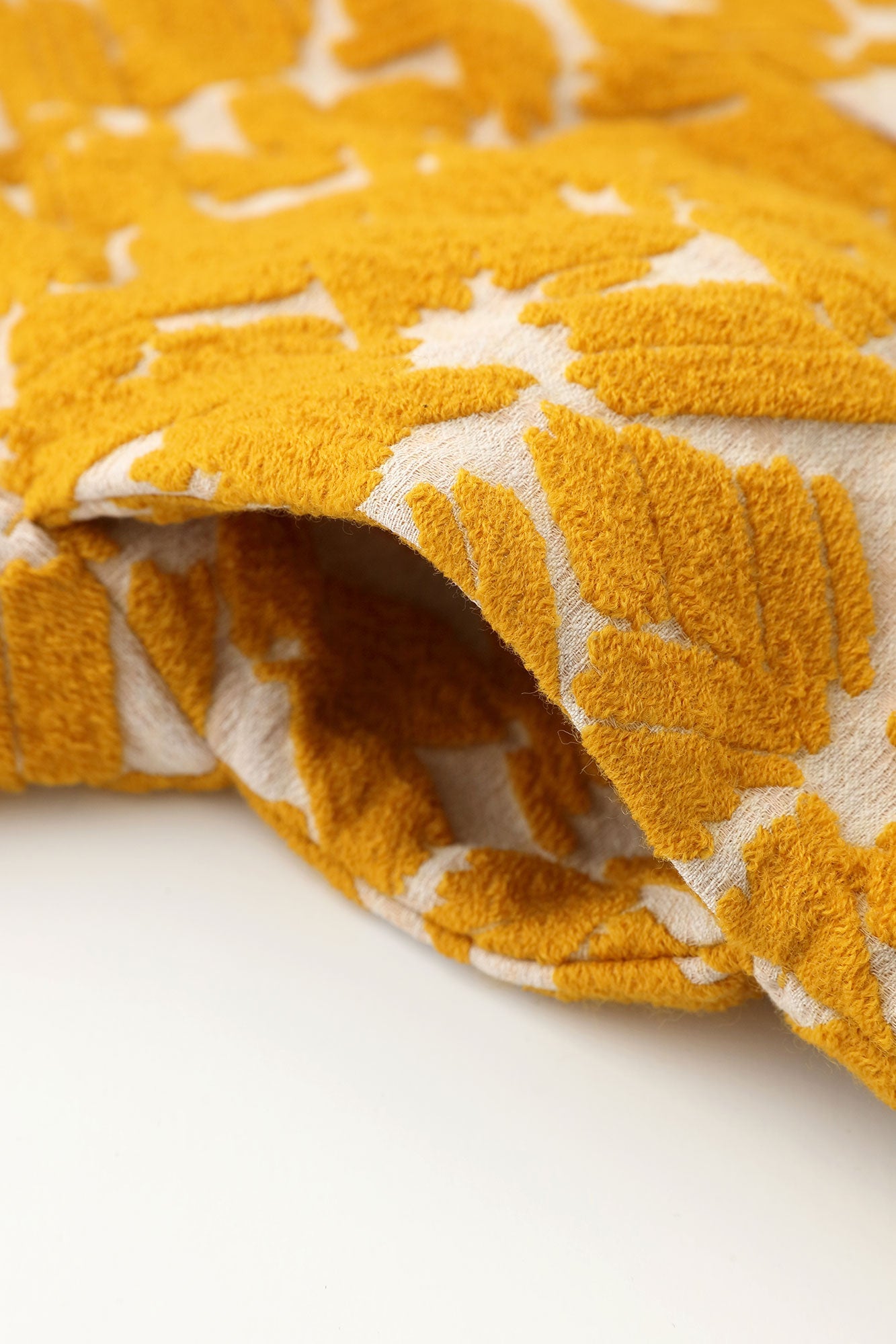 羊毛緹花 梯形袖 短外套 單層/金黃色