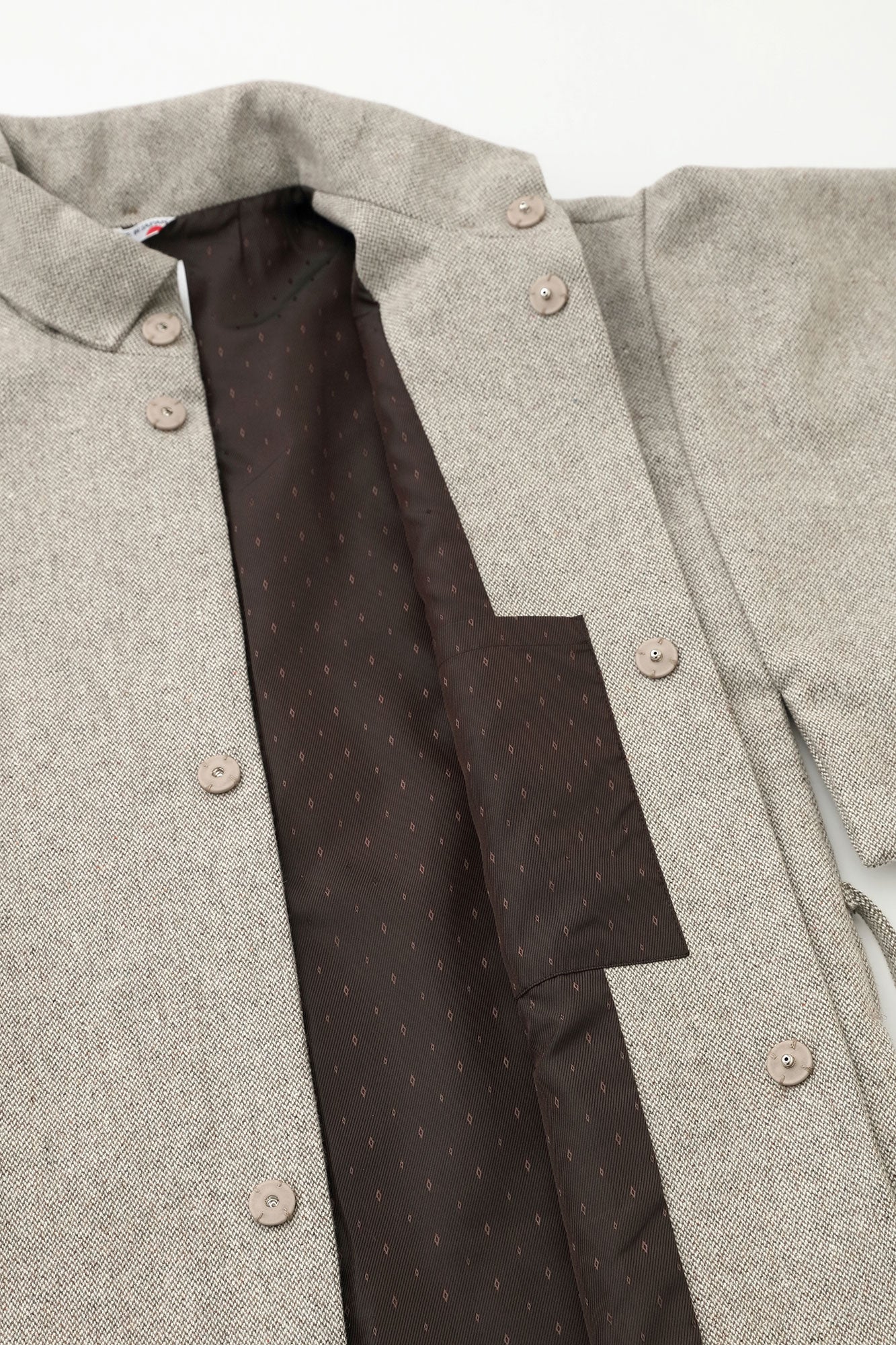 Tweed Kimono Sleeve Coat with Lining / Beige