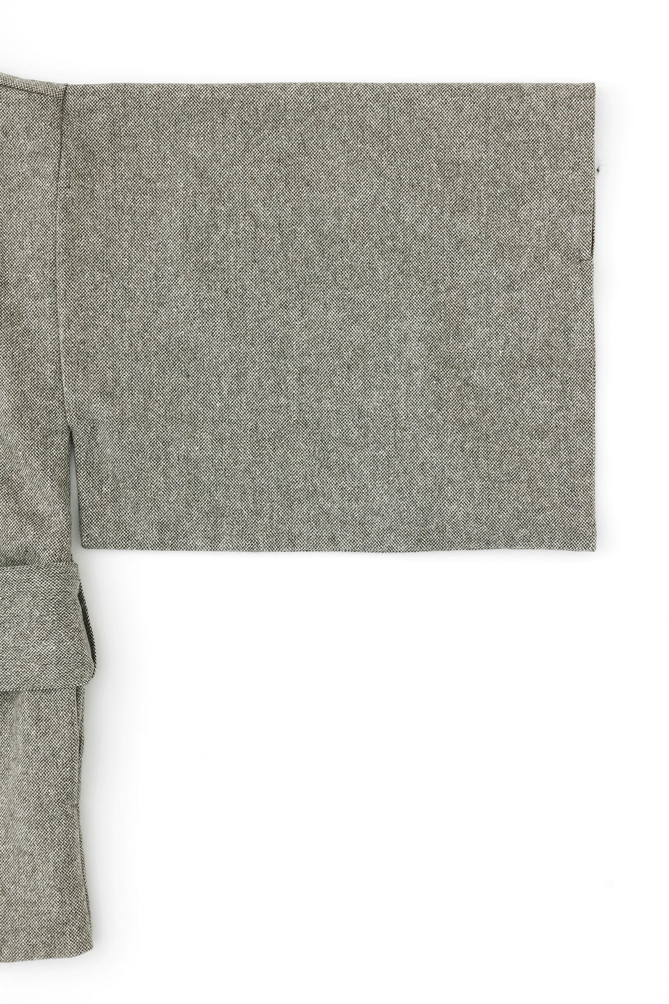 Tweed Kimono Sleeve Coat Short with Lining / Greyish Yellow