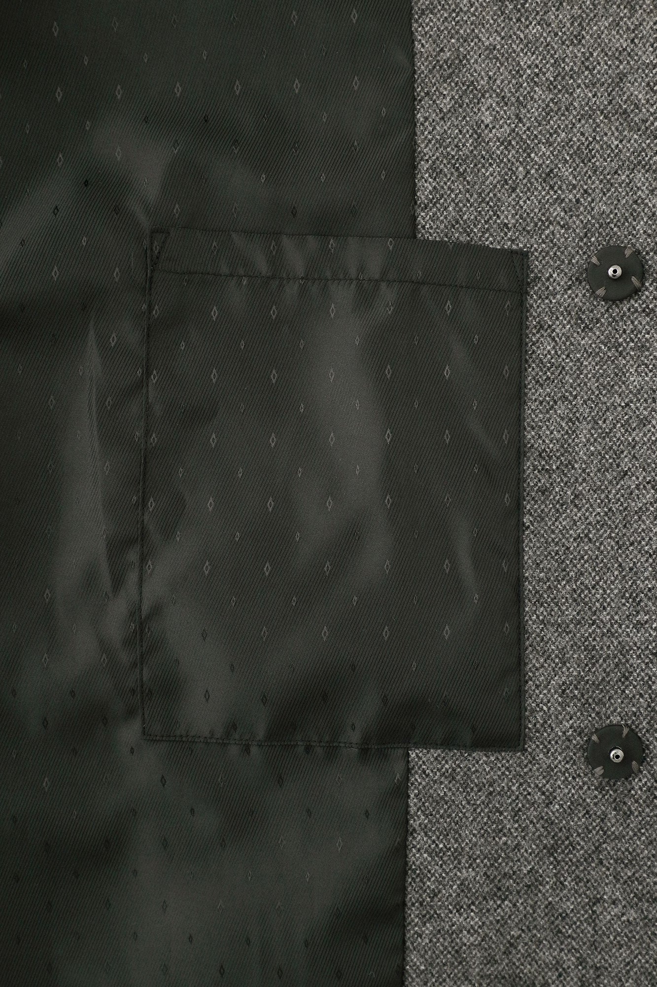 Tweed Kimono Sleeve Coat Short with Lining / Charcoal Grey