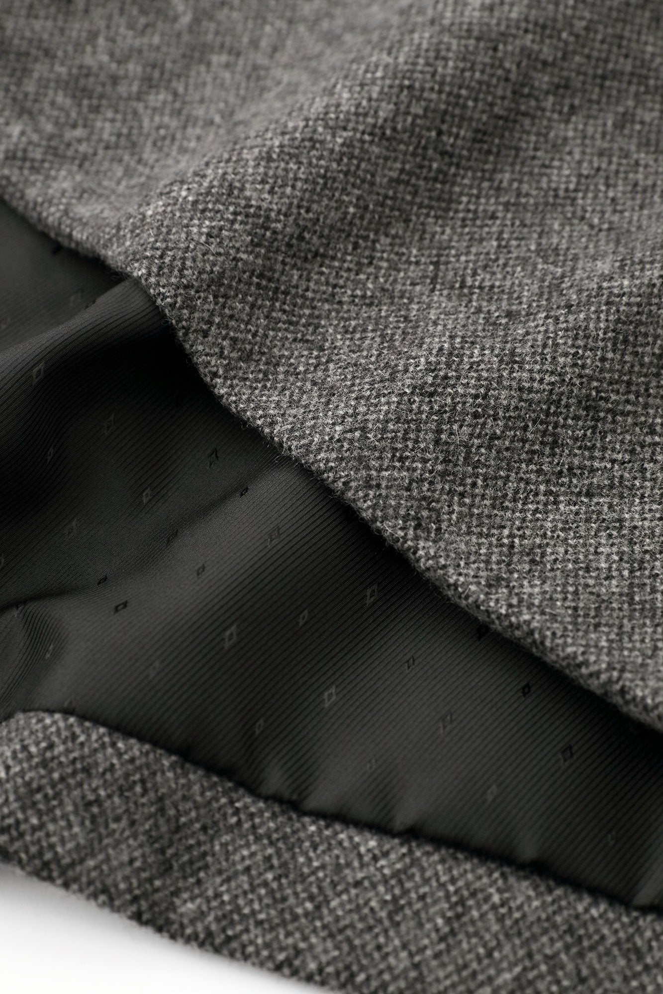 Tweed Kimono Sleeve Coat Short with Lining / Charcoal Grey