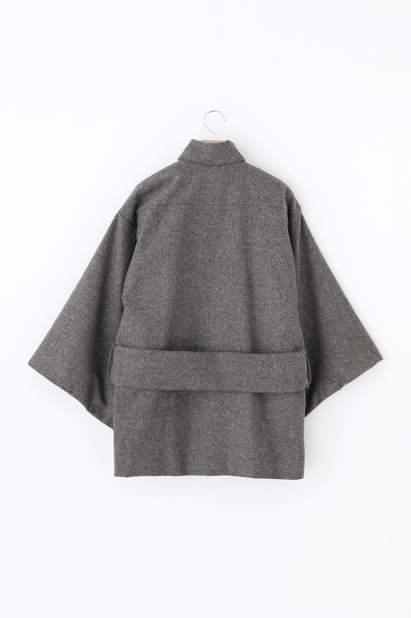 Tweed Kimono Sleeve Coat Short with Lining / Sea Otter Color