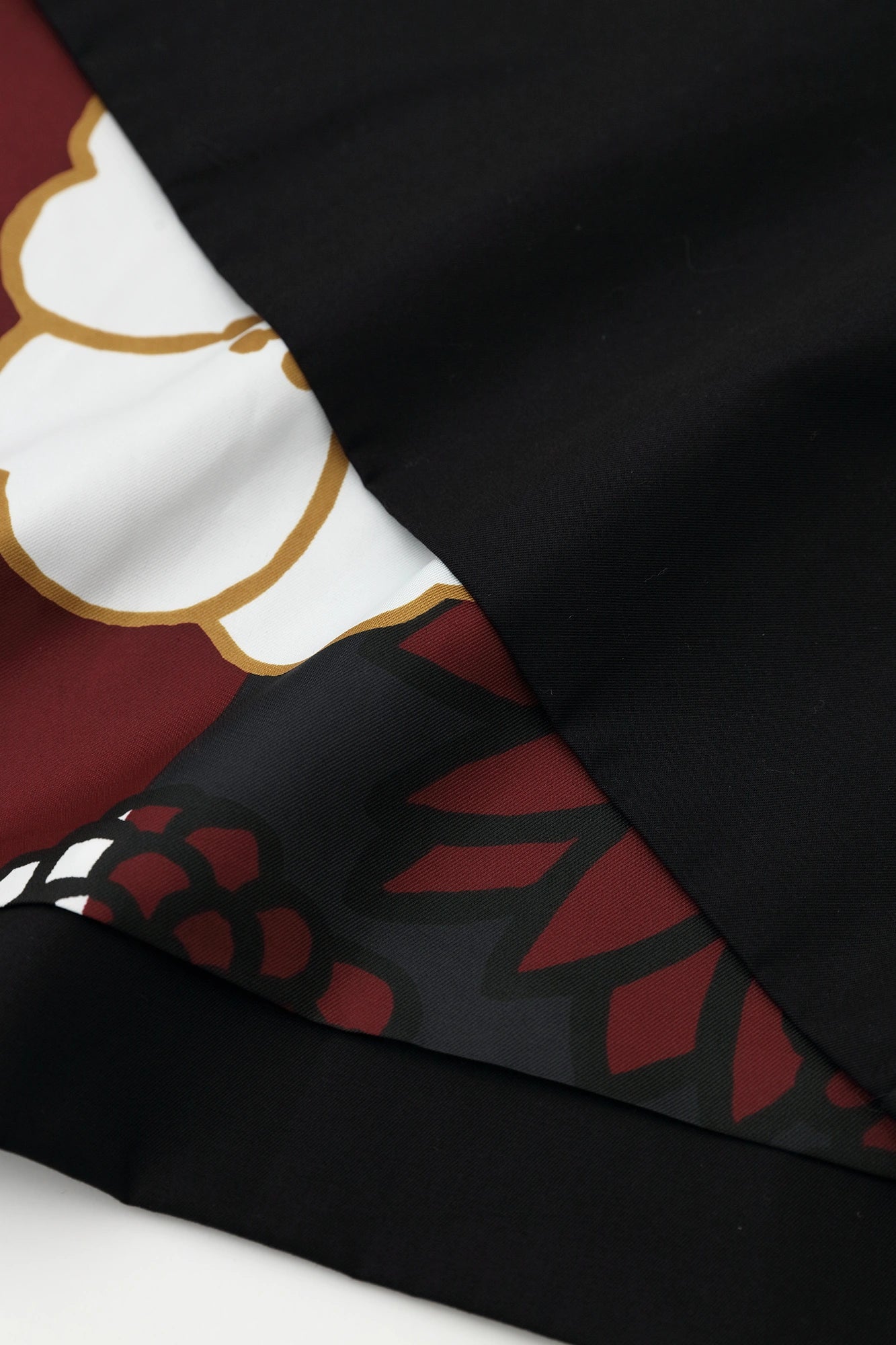 撥水 シャンブレー織 角袖ステンカラーコート/黒紺(くろこん)×金襴緞子(きんらんどんす)