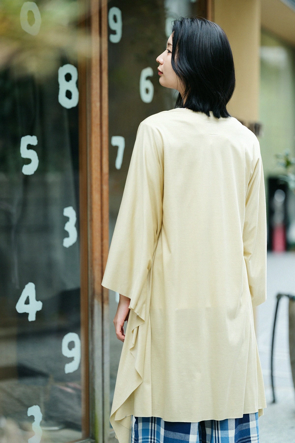 GIZA×Lyocell Plain Stitch Squirrel-like Cardigan / Straw Color