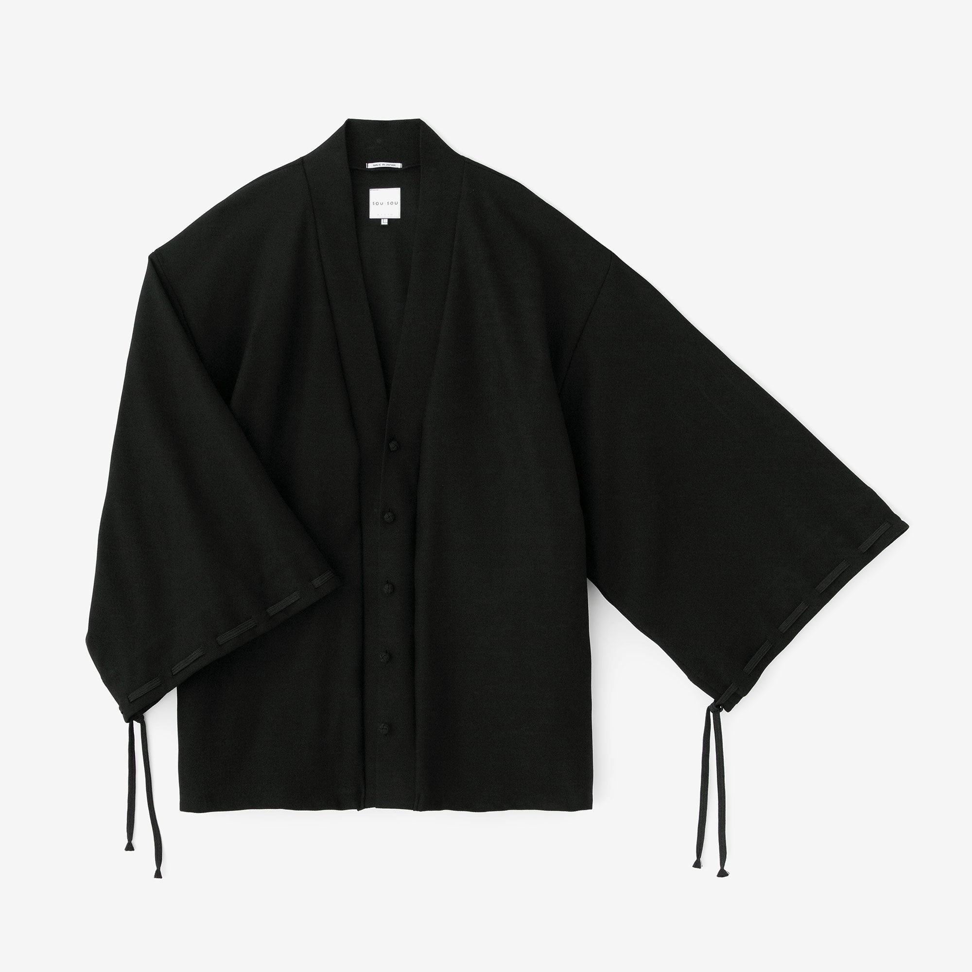 Cotton×Coolmax® Honeycomb Knit Rectangular Sleeve Earl Cardigan / Black