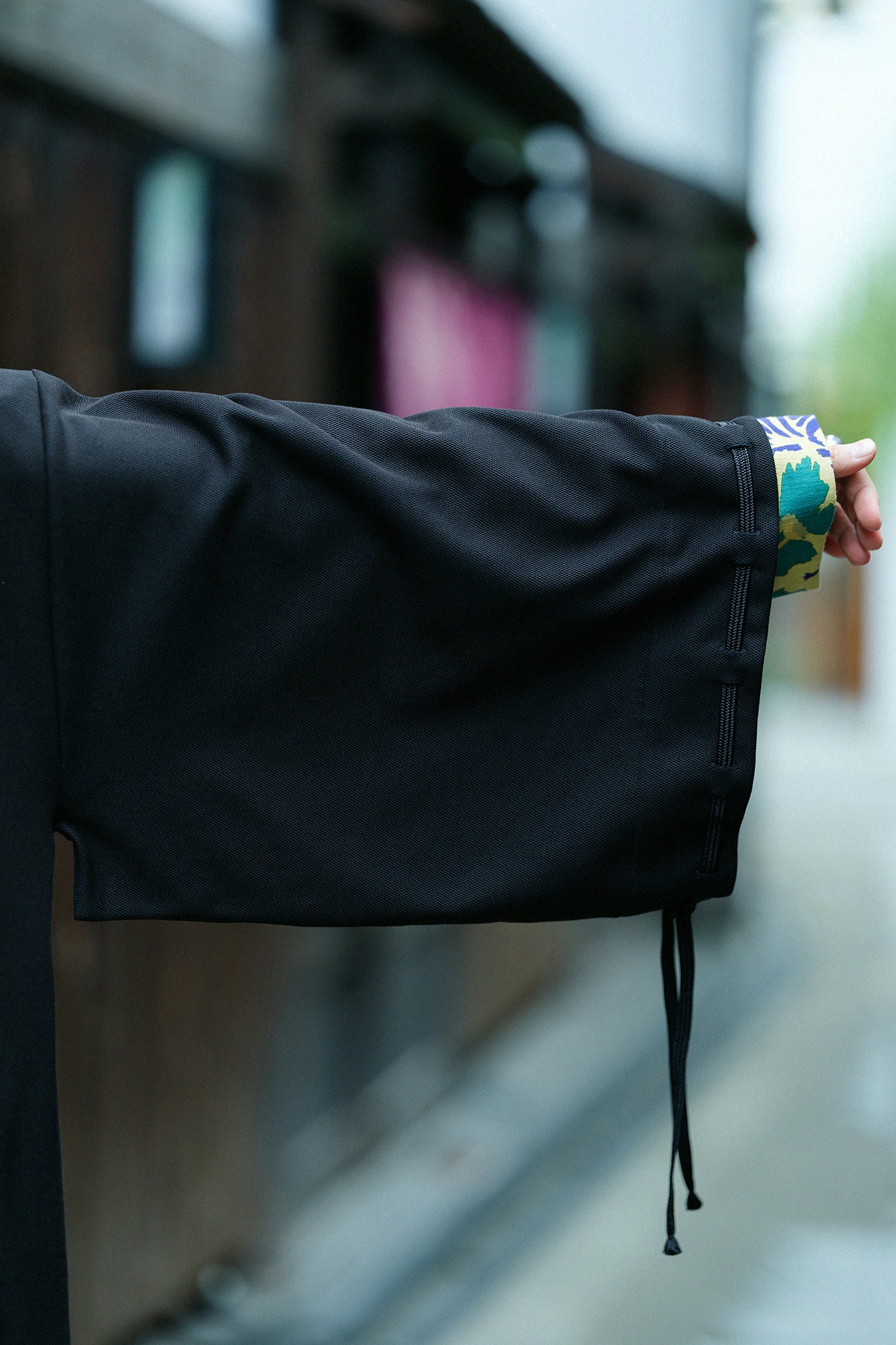 Cotton×Coolmax® Honeycomb Knit Rectangular Sleeve Earl Cardigan / Black