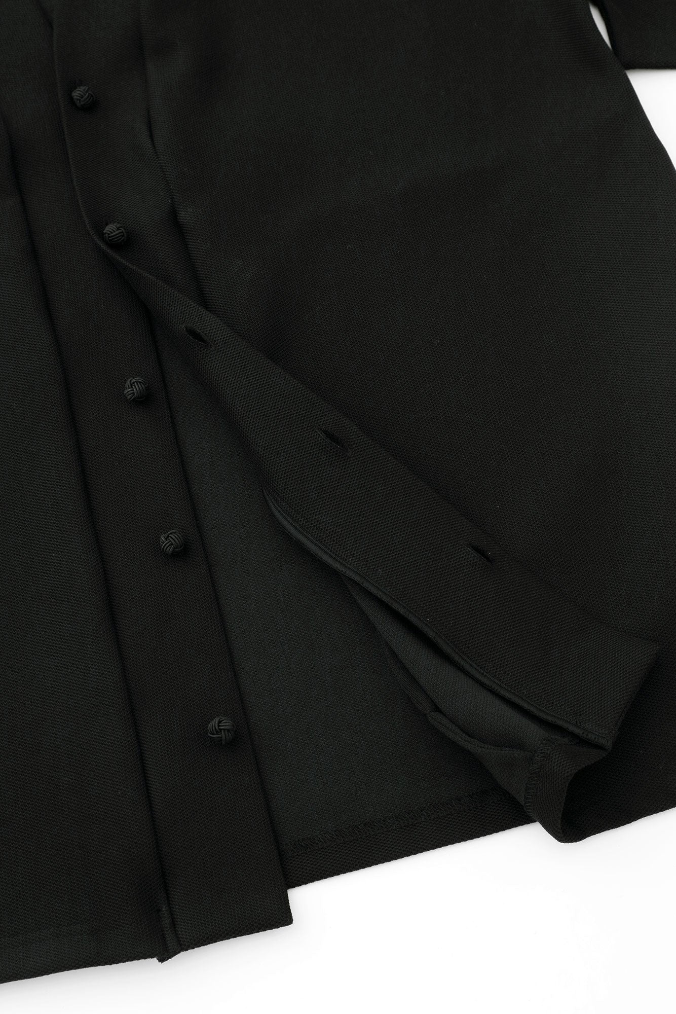 Cotton×Coolmax® Honeycomb Knit Rectangular Sleeve Earl Cardigan / Black