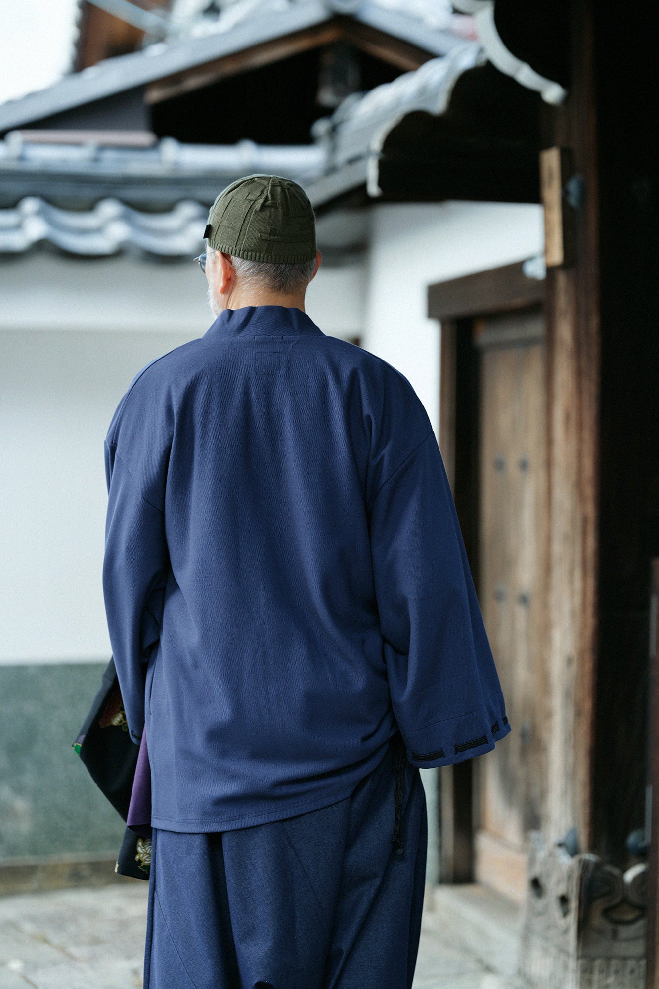 棉×Coolmax®蜂巣編 伯爵外套宫中袖/深藍色