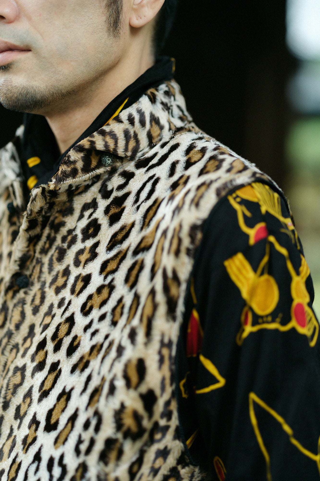 人造毛皮 唐胴衣背心/豹紋