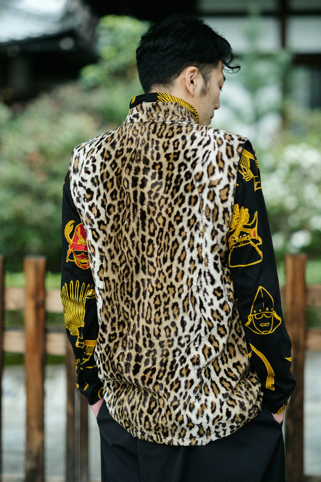 人造毛皮 唐胴衣背心/豹紋