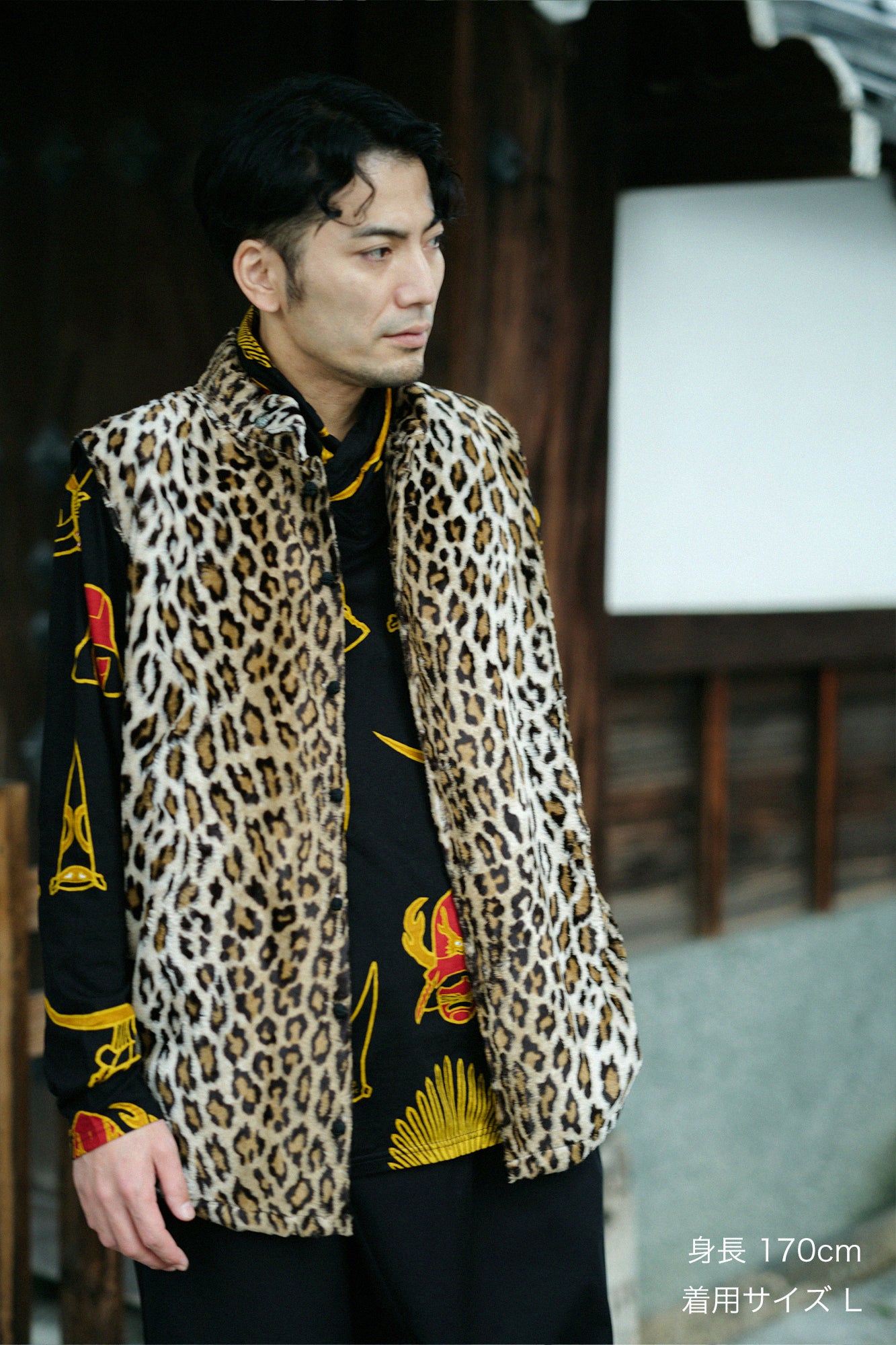 人造毛皮 唐胴衣背心/豹紋