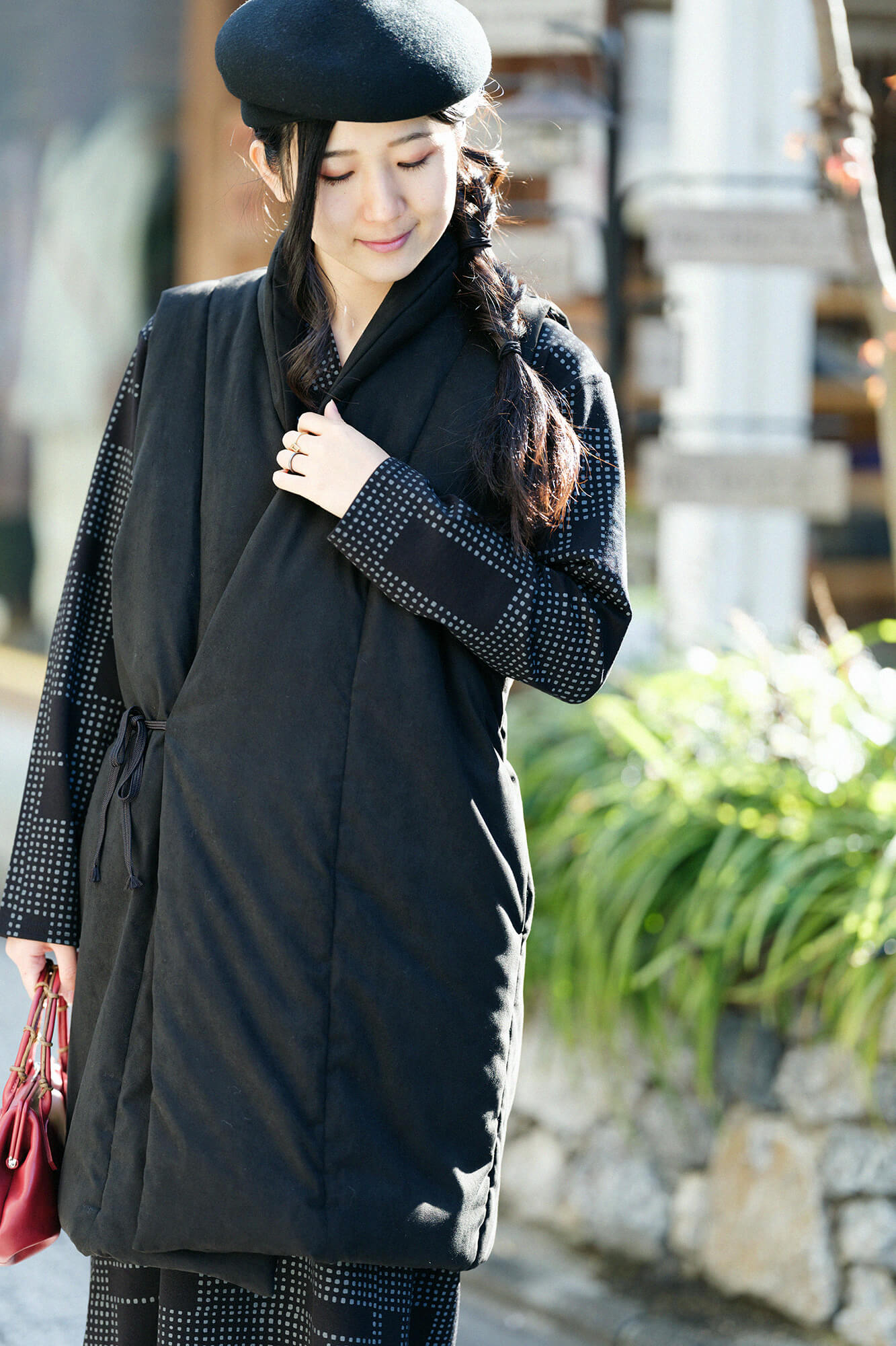 【net限定】フェイクヌバック 長陣羽織(ながしんばおり) 中綿袷(なかわたあわせ)/濡羽色(ぬればいろ)