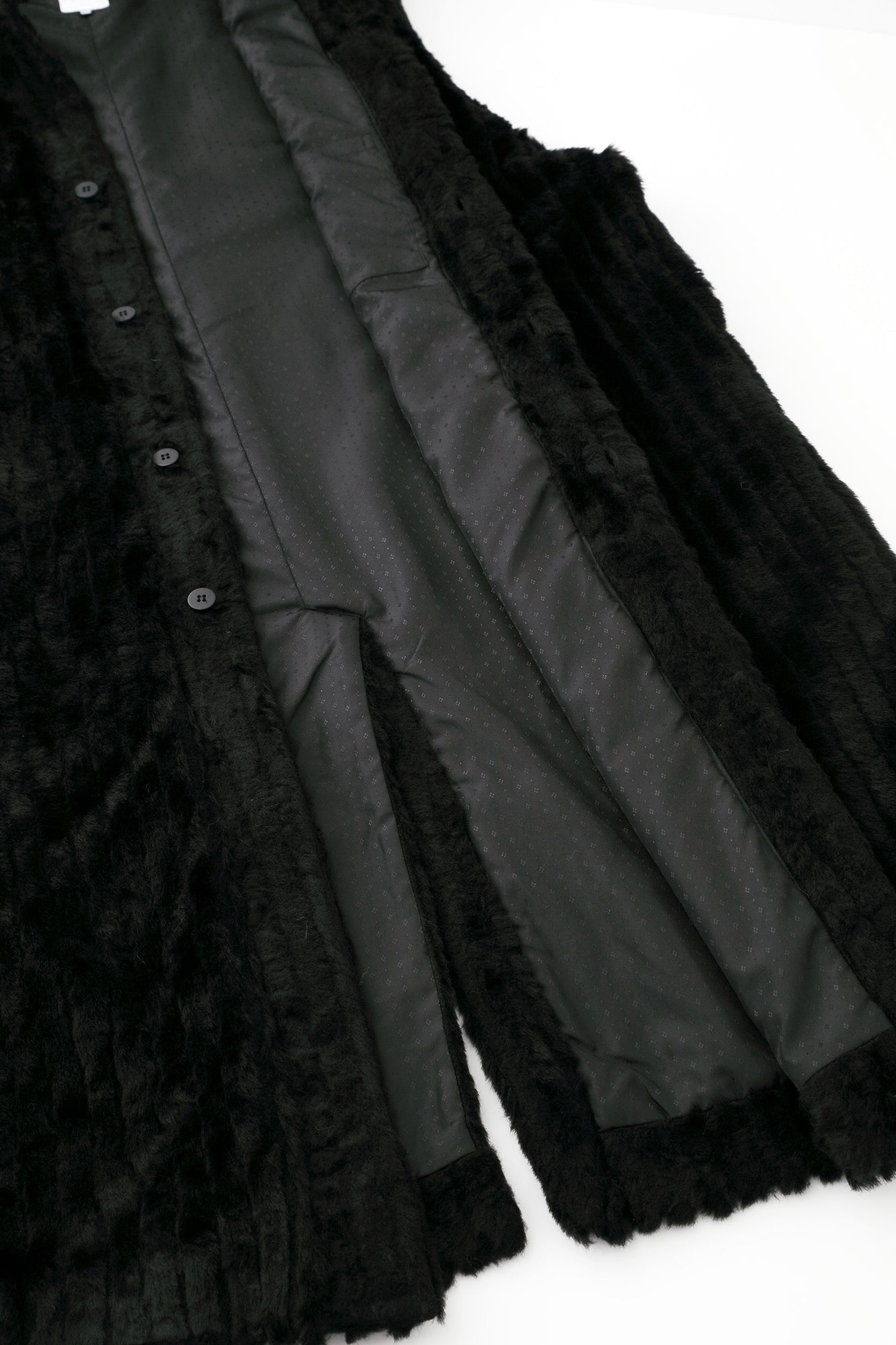 人造毛皮 畝 長陣羽織 附襯裡/黑色