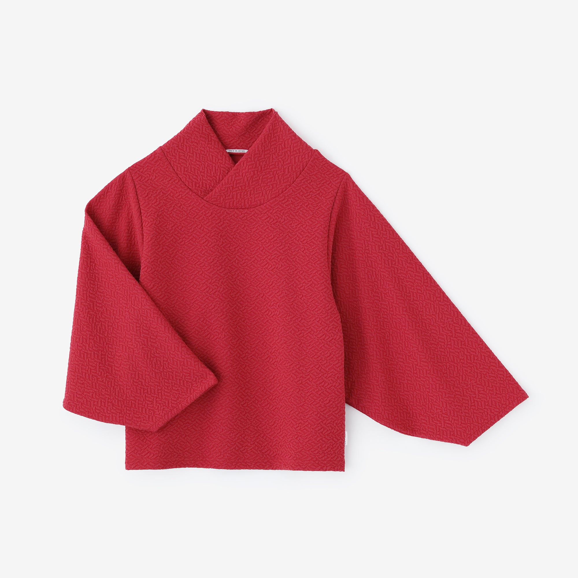 Dual-layered Jacquard Kimono Collar Top Shiraiki / Scarlet
