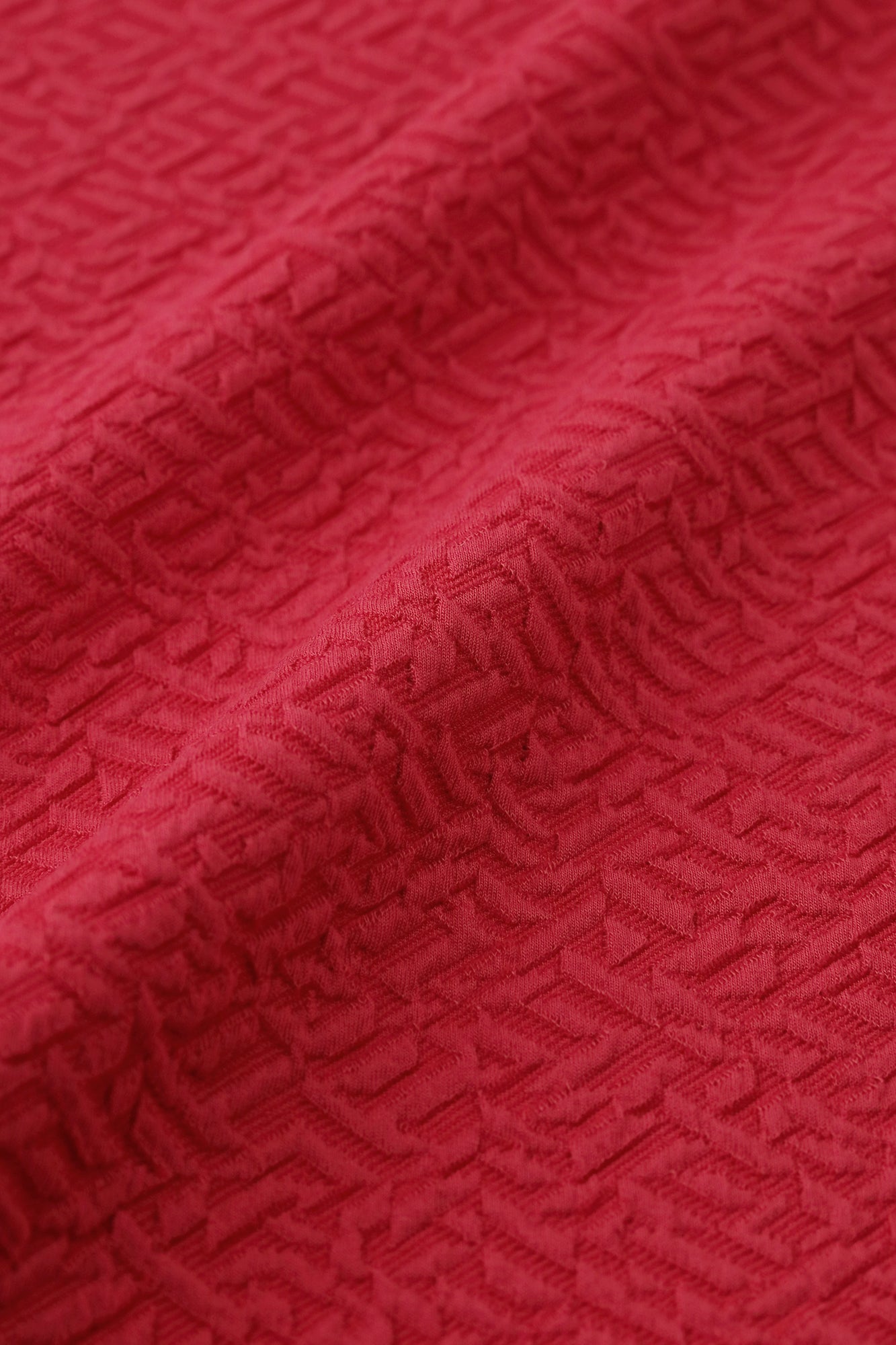 Dual-layered Jacquard Kimono Collar Top Shiraiki / Scarlet