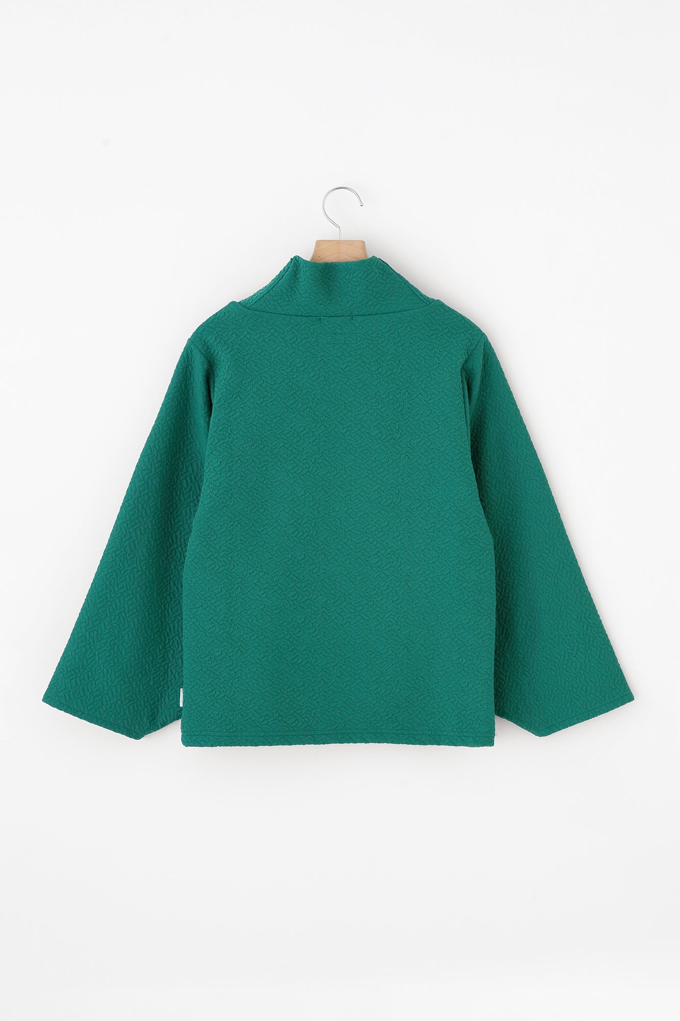 Dual-layered Jacquard Kimono Collar Top Shiraiki / Peacock Green