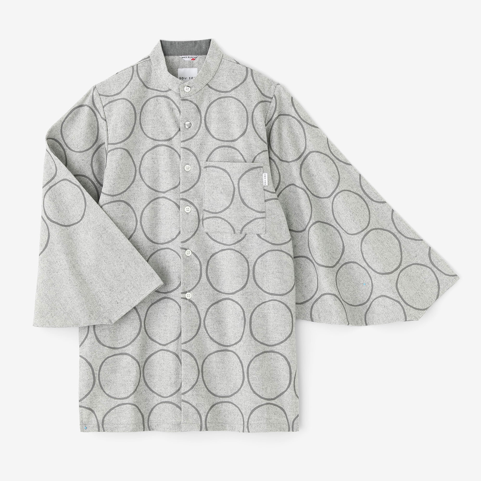 Tweed Naginata Sleeve Long Shirt / Circles and Blank Light Grey