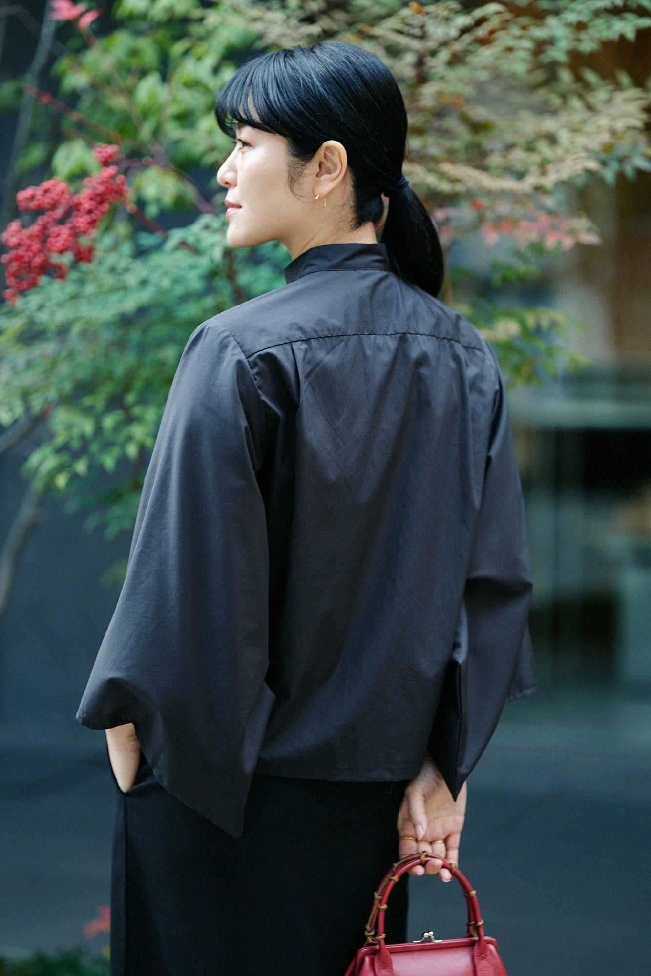 200双ブロード 円領(えんりょう)/濡羽色(ぬればいろ)