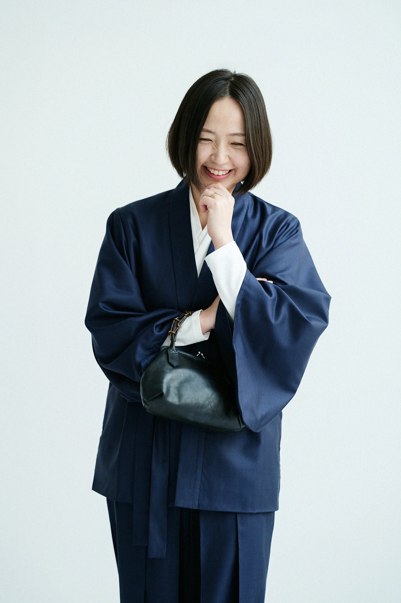 シルクウール 格子織(こうしおり) 短羽織(たんばおり) 袷(あわせ)/濃紺(のうこん)