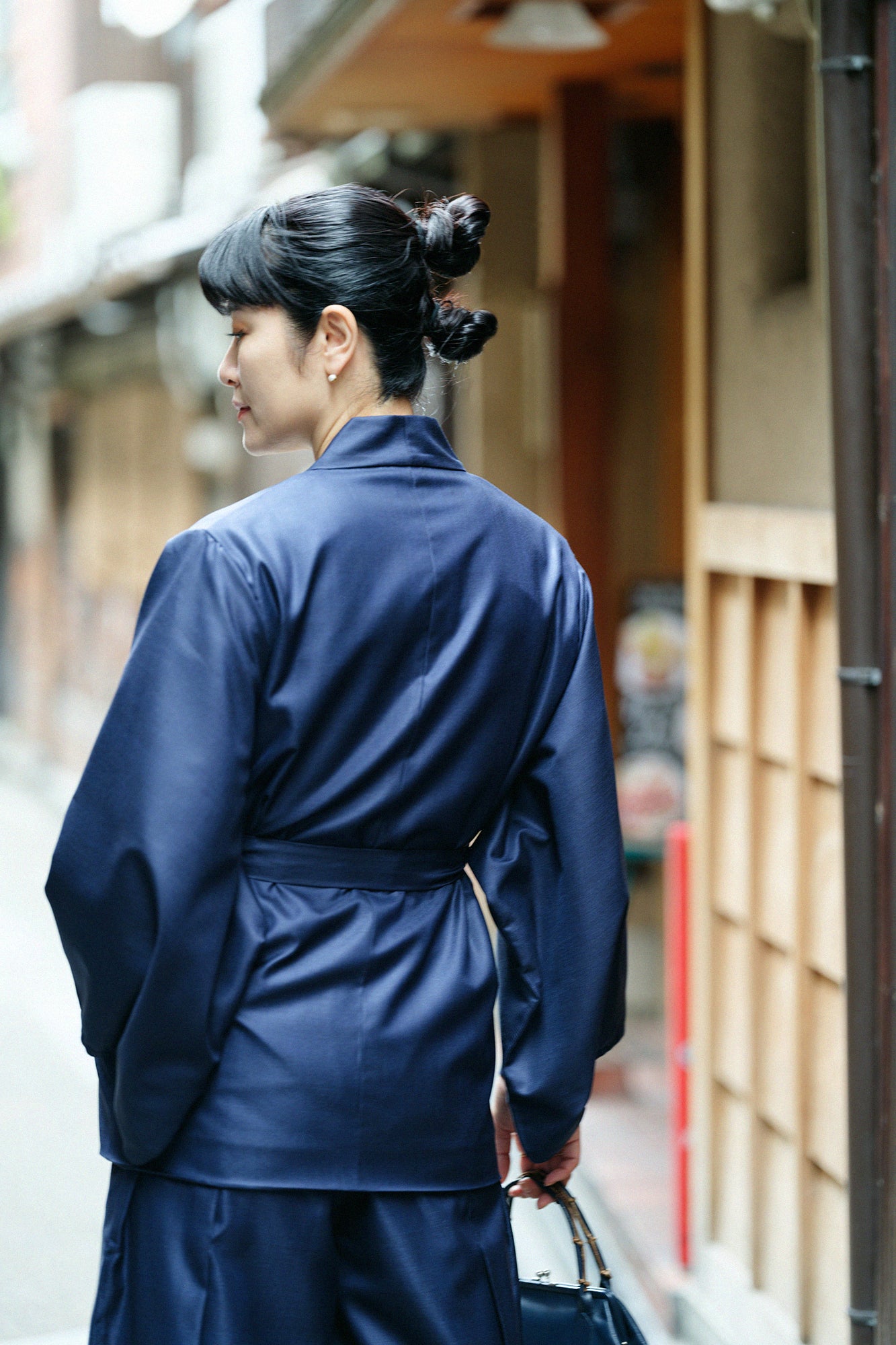 42雙線 梳毛 短羽織外套 附襯裡/黑色