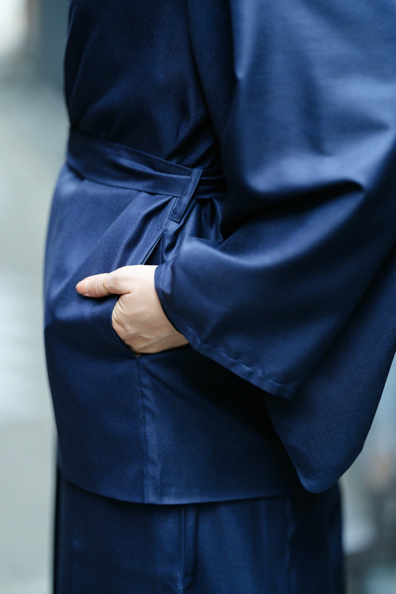 42雙線 梳毛 短羽織外套 附襯裡/黑色