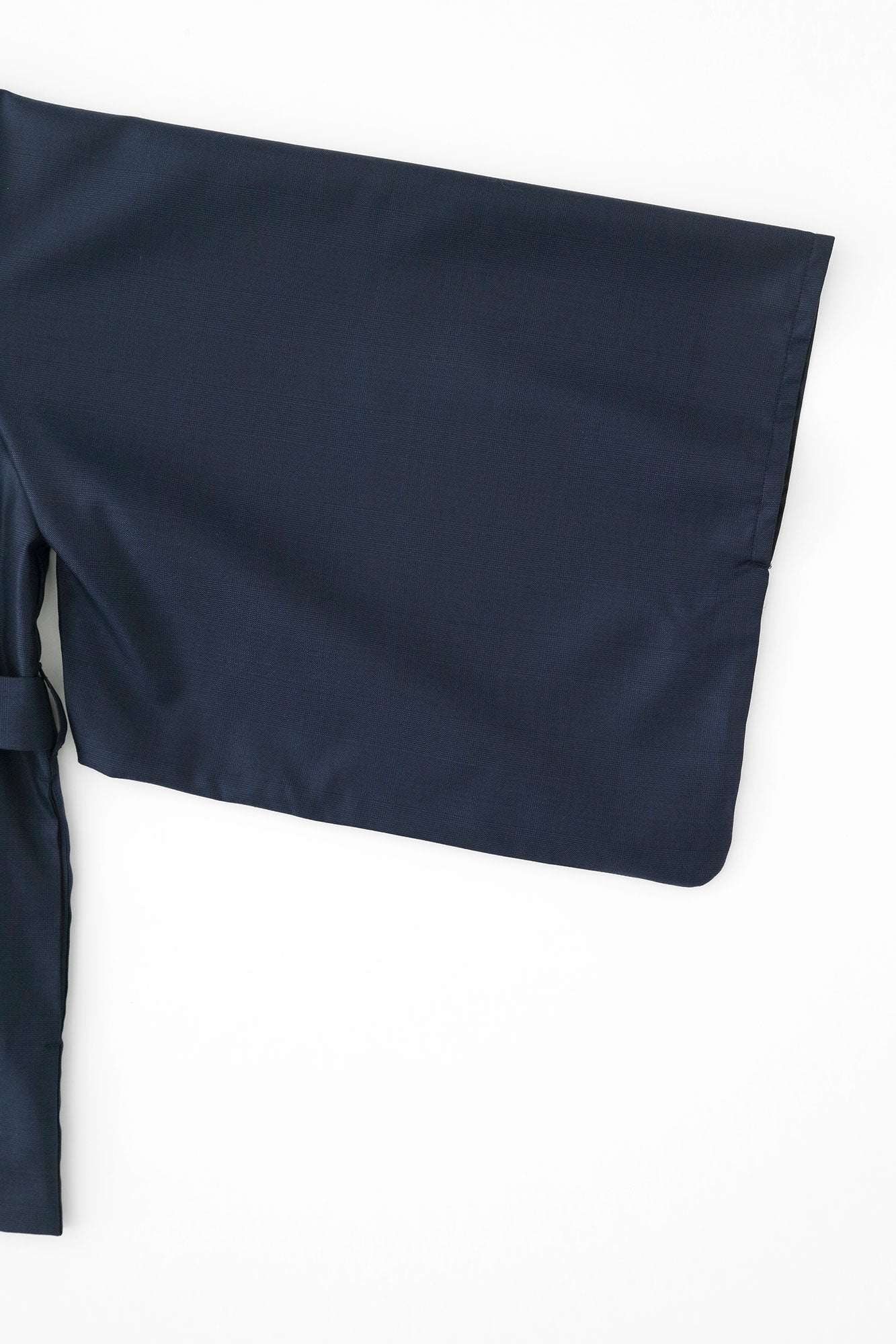 シルクウール 格子織(こうしおり) 短羽織(たんばおり) 袷(あわせ)/濃紺(のうこん)