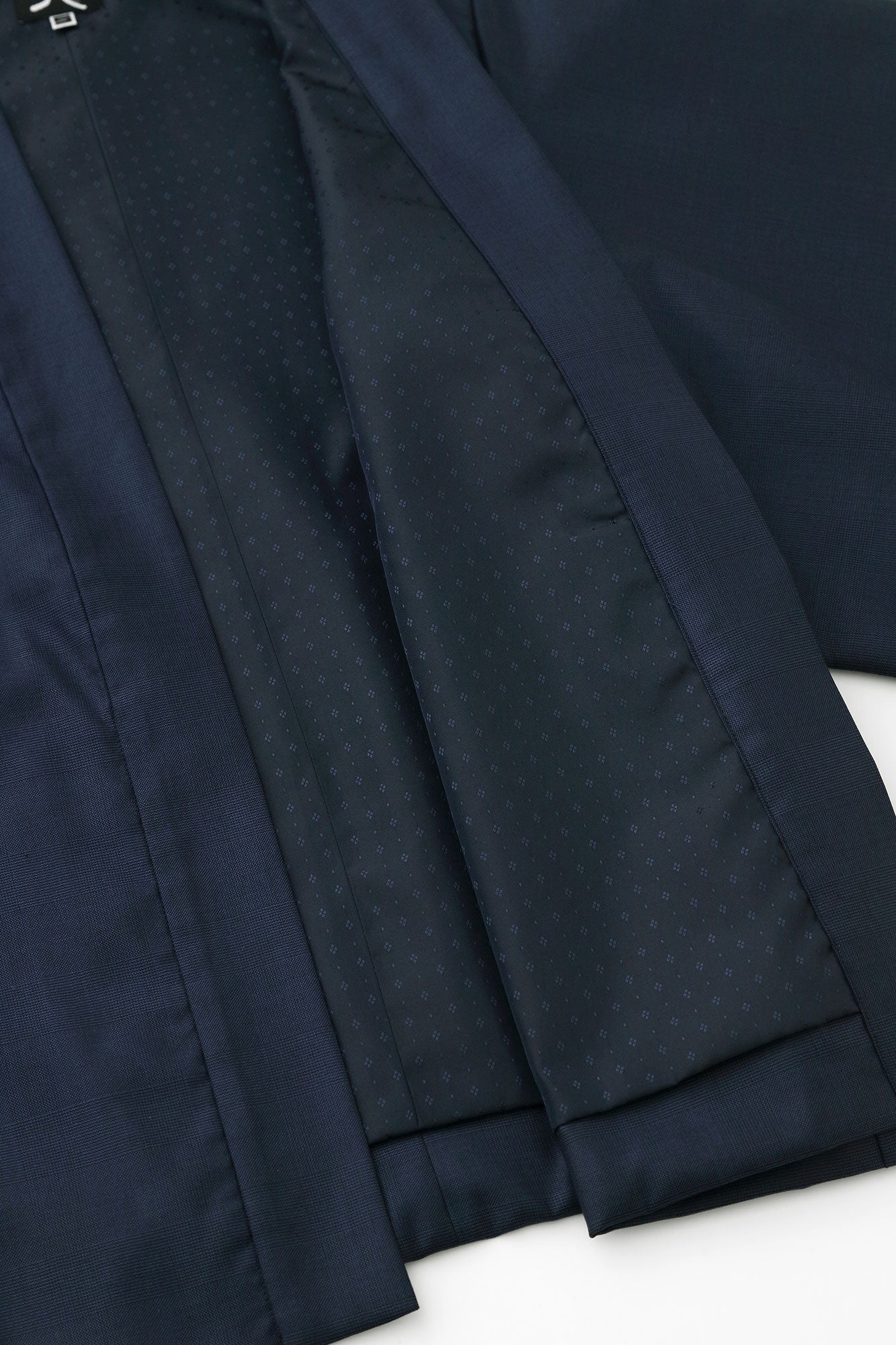 シルクウール 格子織(こうしおり) 短羽織(たんばおり) 袷(あわせ)/濃紺(のうこん)