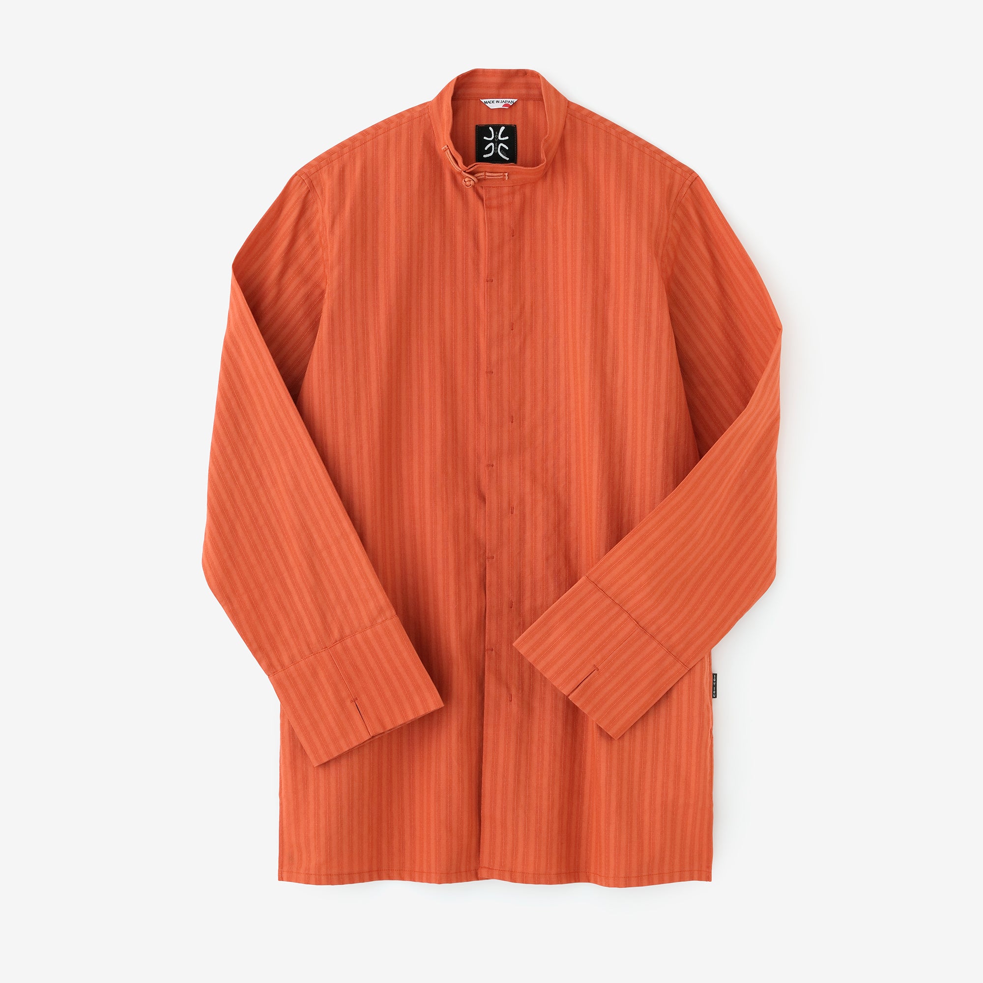絡み織(からみおり) 円領長襯衣(えんりょうながしんい)/柿色(かきいろ)