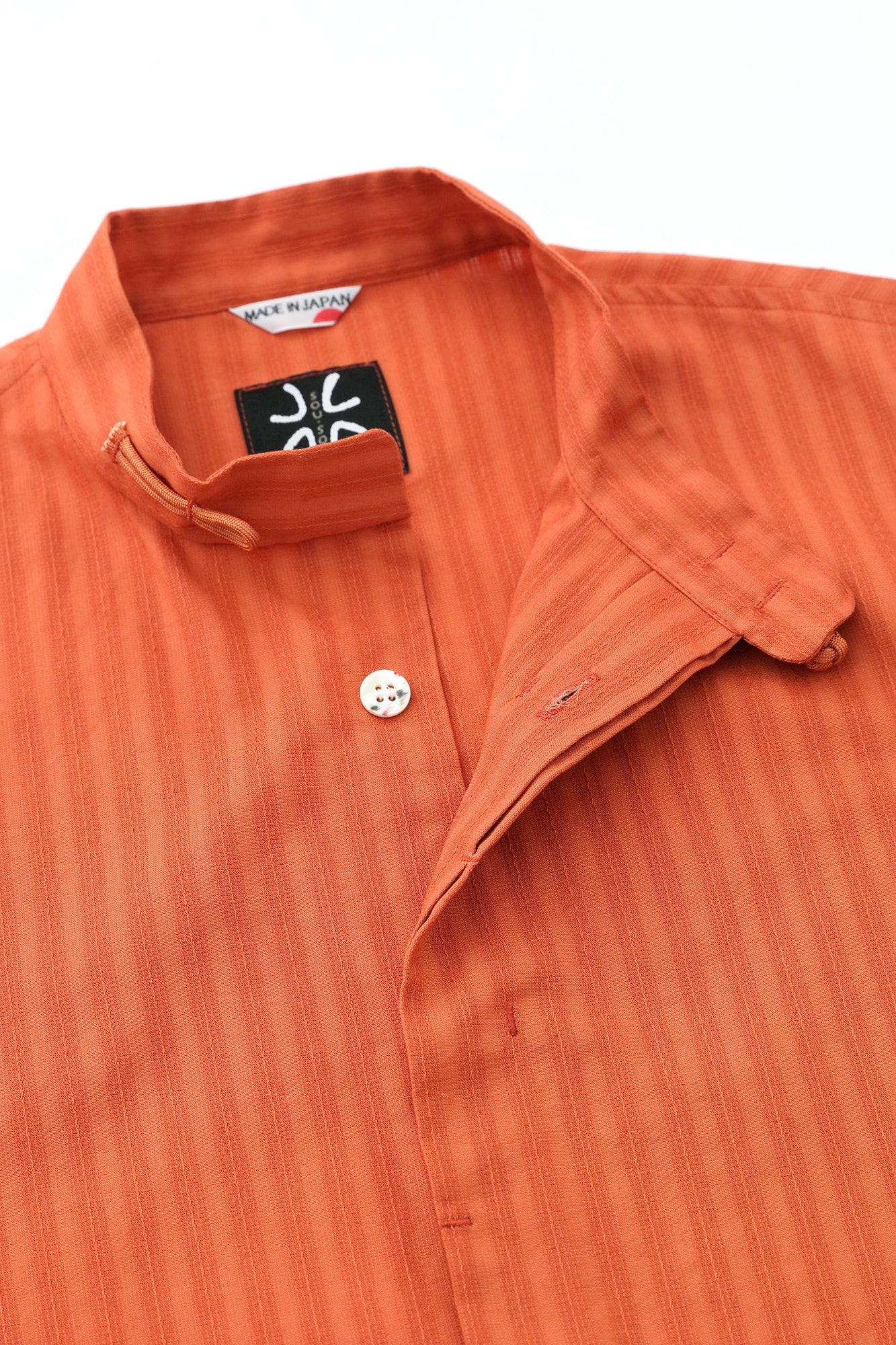 紗羅編織 圓領長襯衣/柿色