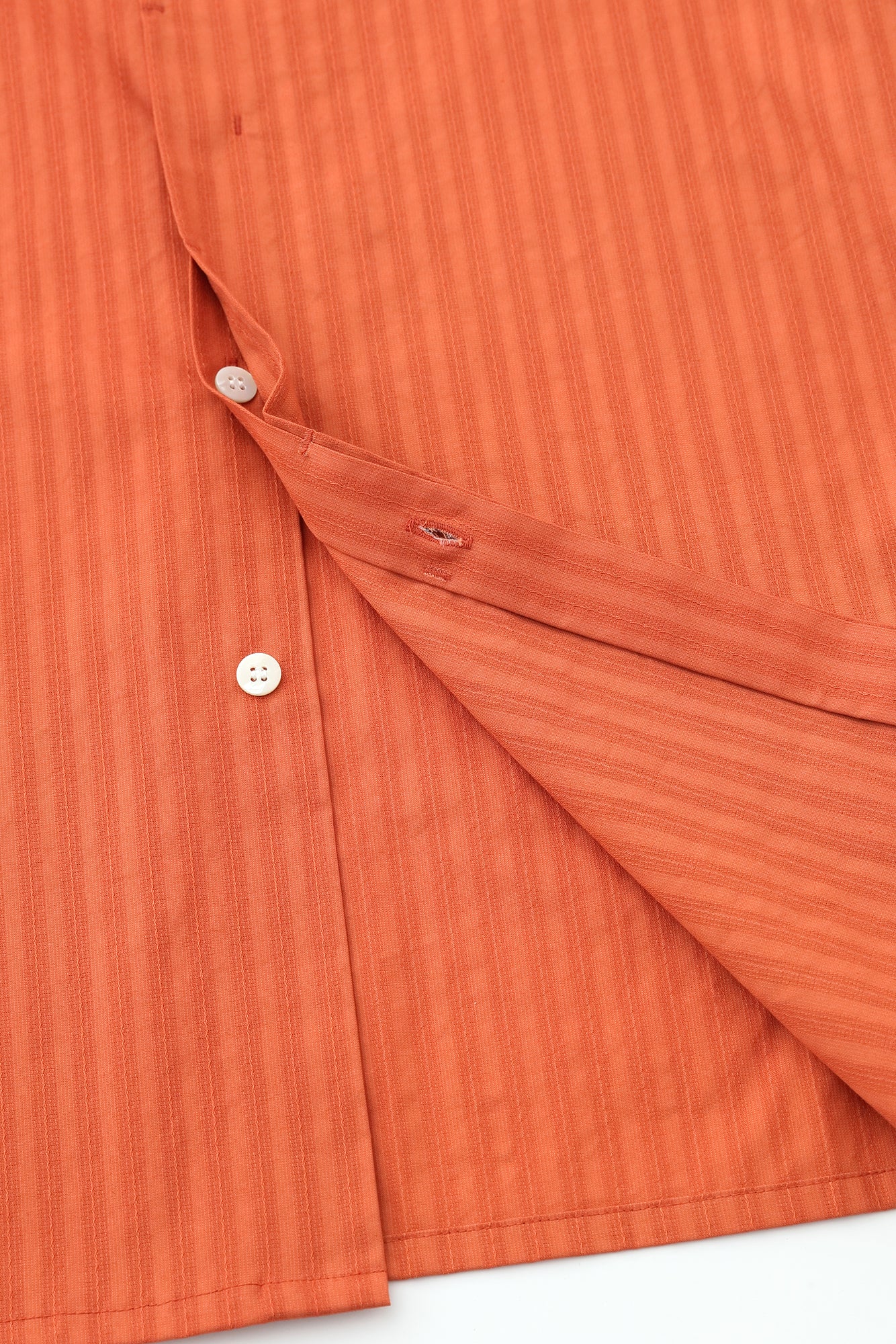 絡み織(からみおり) 円領長襯衣(えんりょうながしんい)/柿色(かきいろ)