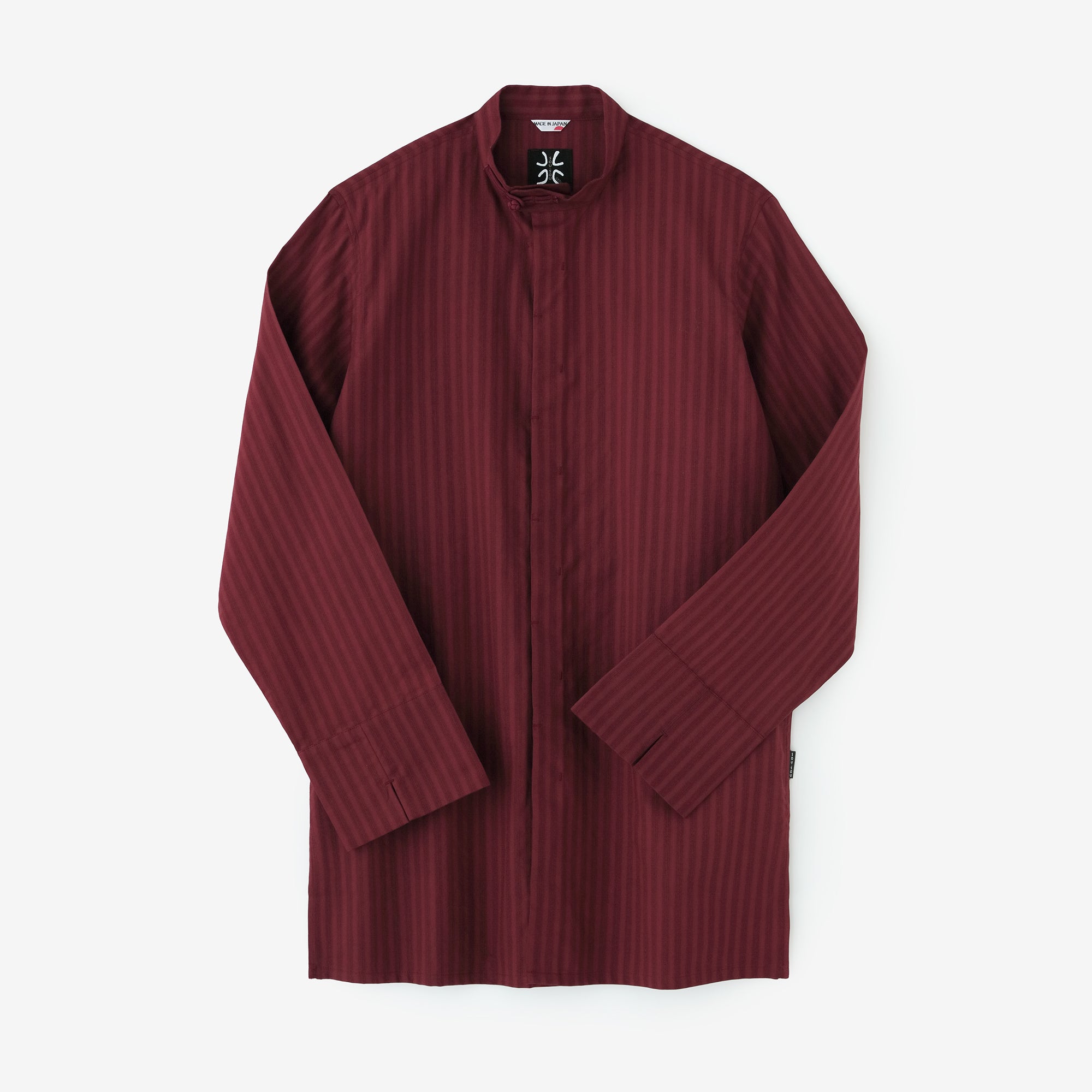 絡み織(からみおり) 円領長襯衣(えんりょうながしんい)/臙脂色(えんじいろ)