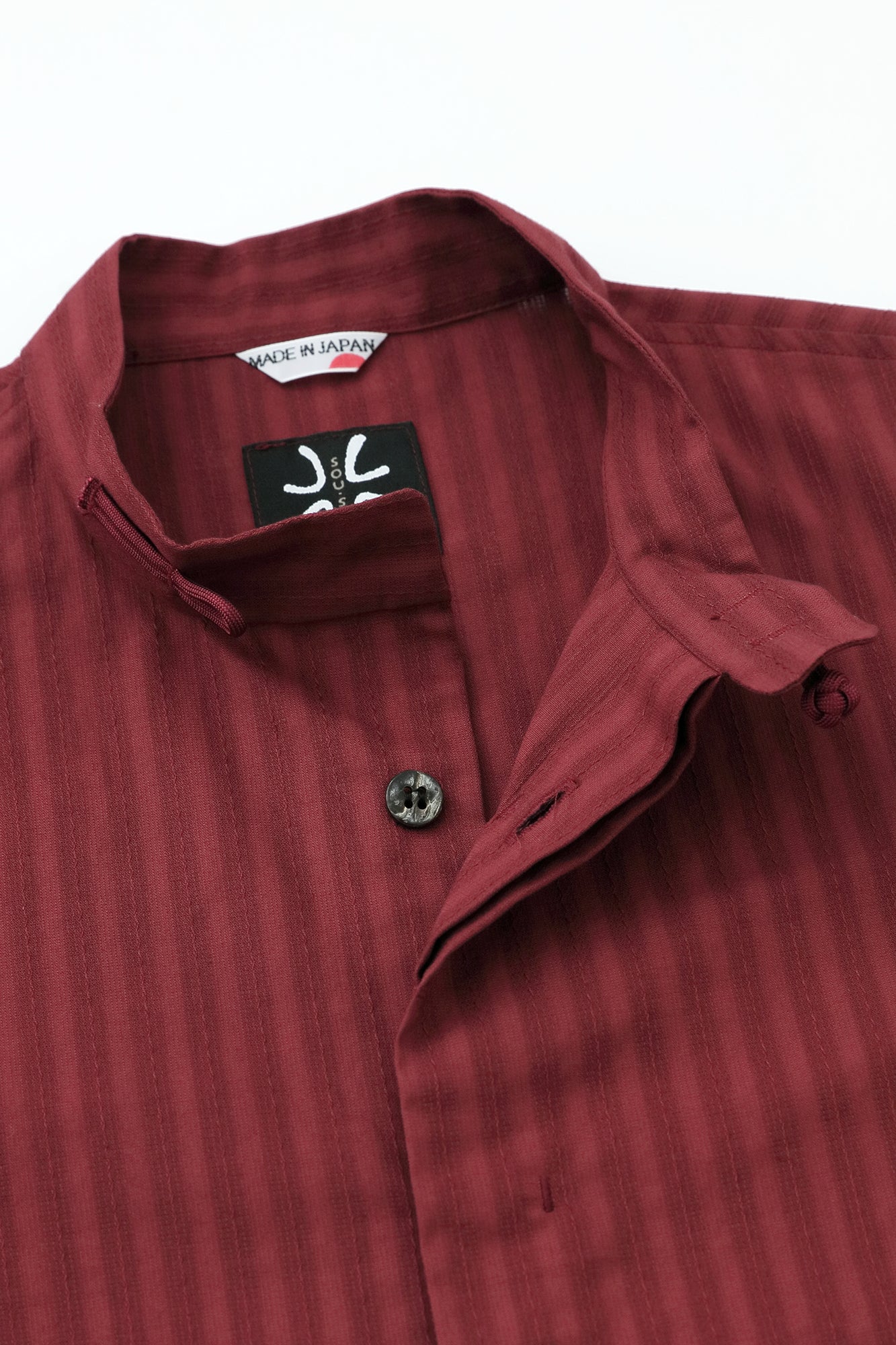 絡み織(からみおり) 円領長襯衣(えんりょうながしんい)/臙脂色(えんじいろ)