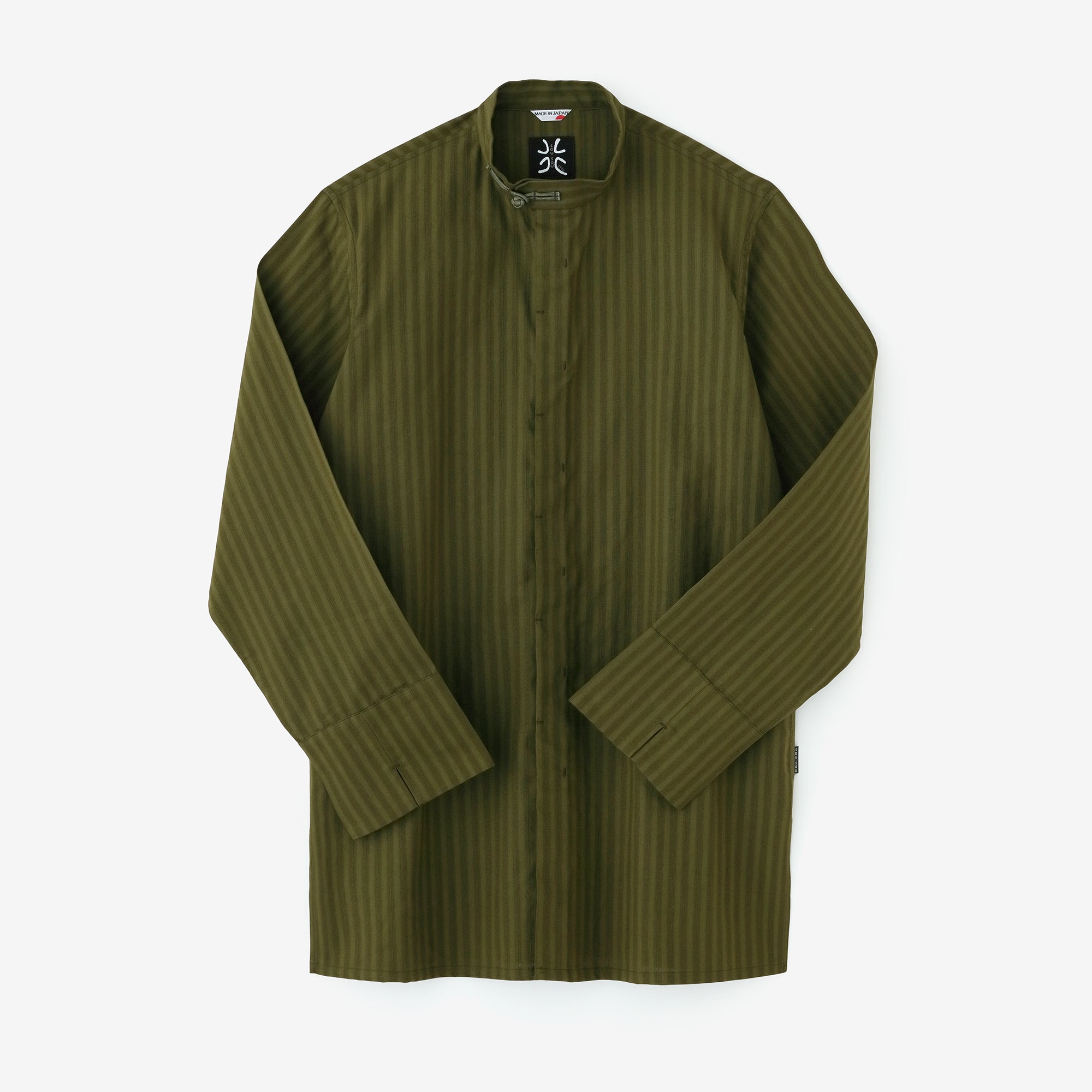 絡み織(からみおり) 円領長襯衣(えんりょうながしんい)/海松色(みるいろ)