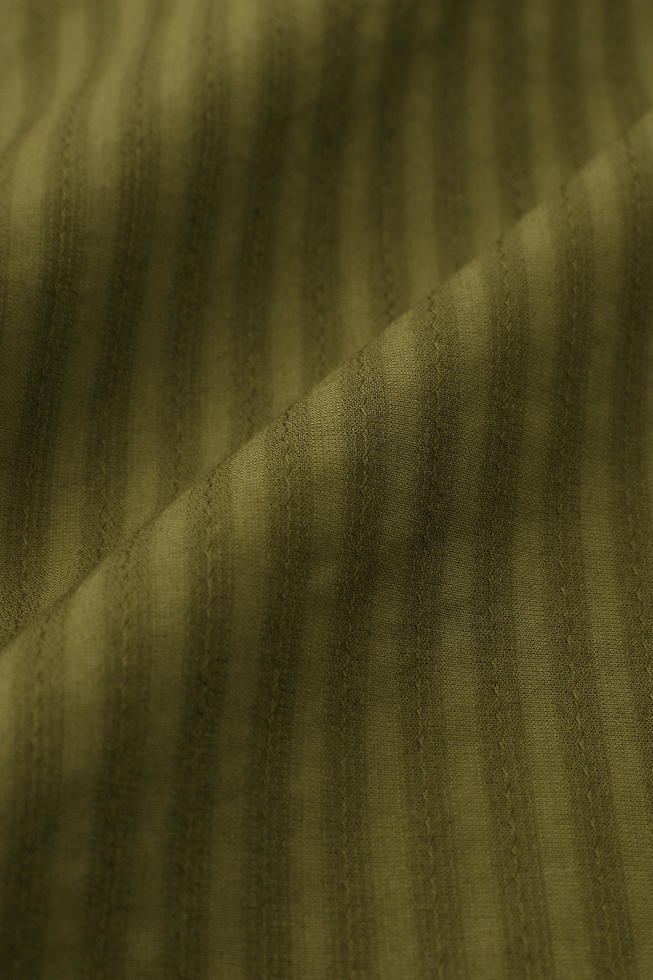 紗羅編織 圓領長襯衣/橄欖綠