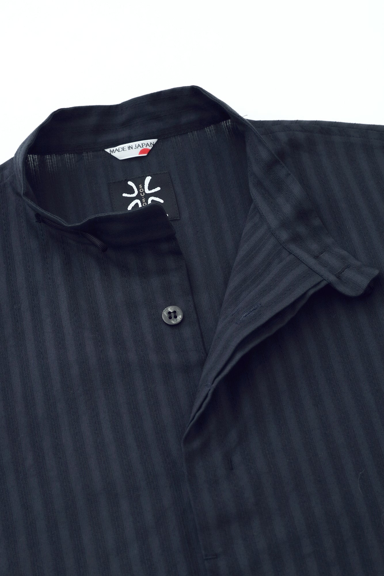 絡み織(からみおり) 円領長襯衣(えんりょうながしんい)/濃紺(のうこん)