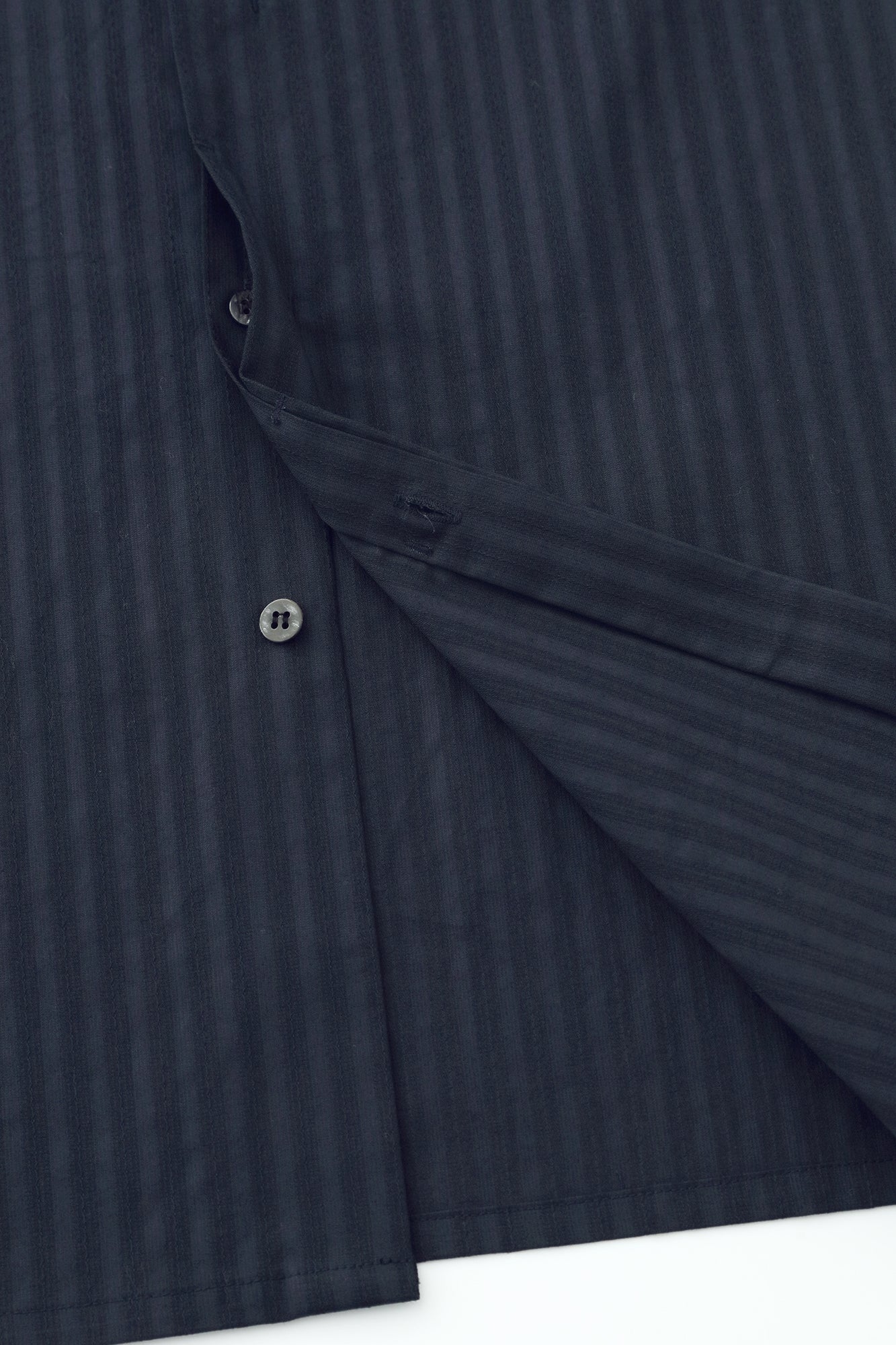 紗羅編織 圓領長襯衣/深藍色